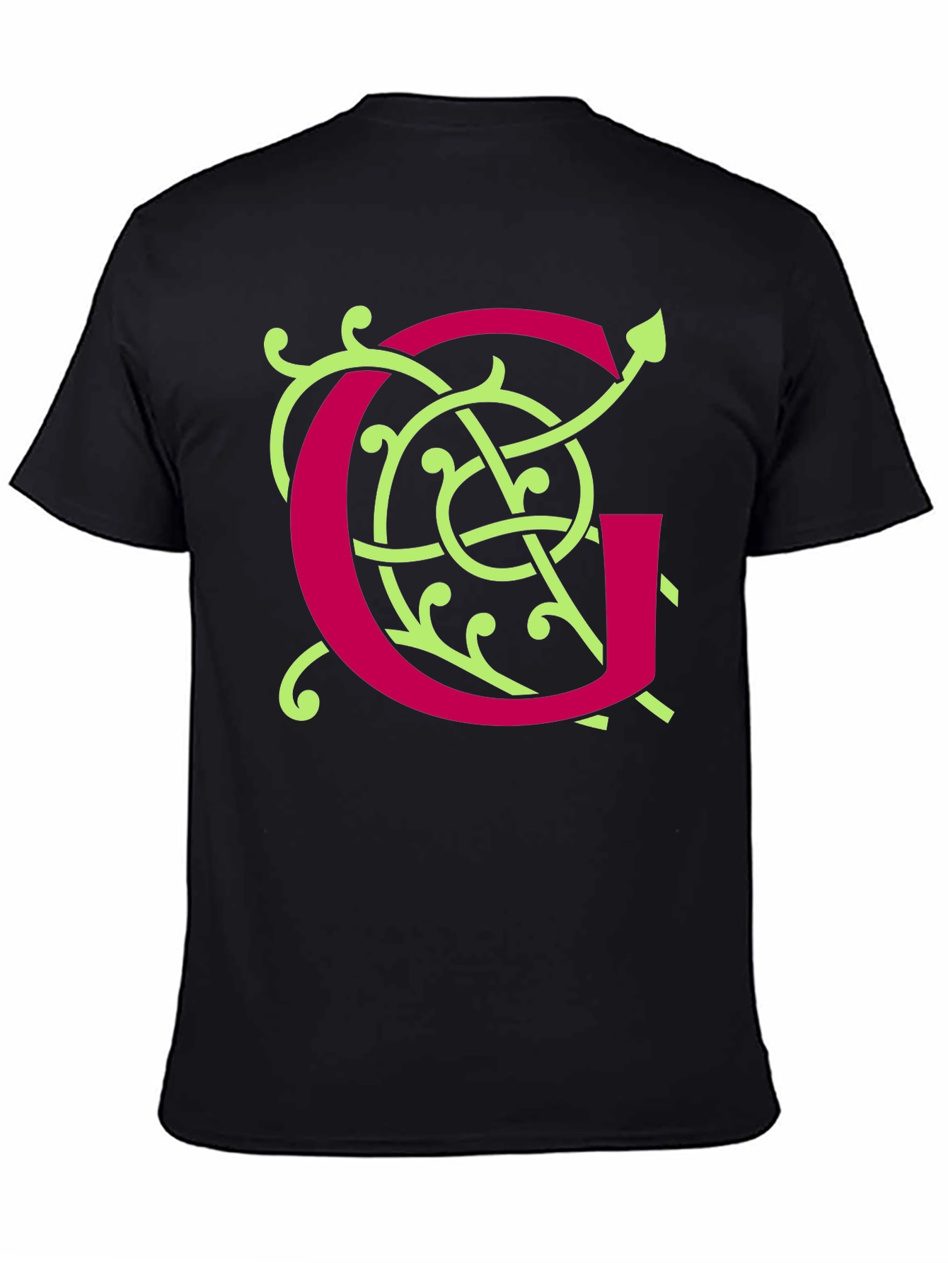 Black Ornamental Initial 'G' Black T-Shirt view 4