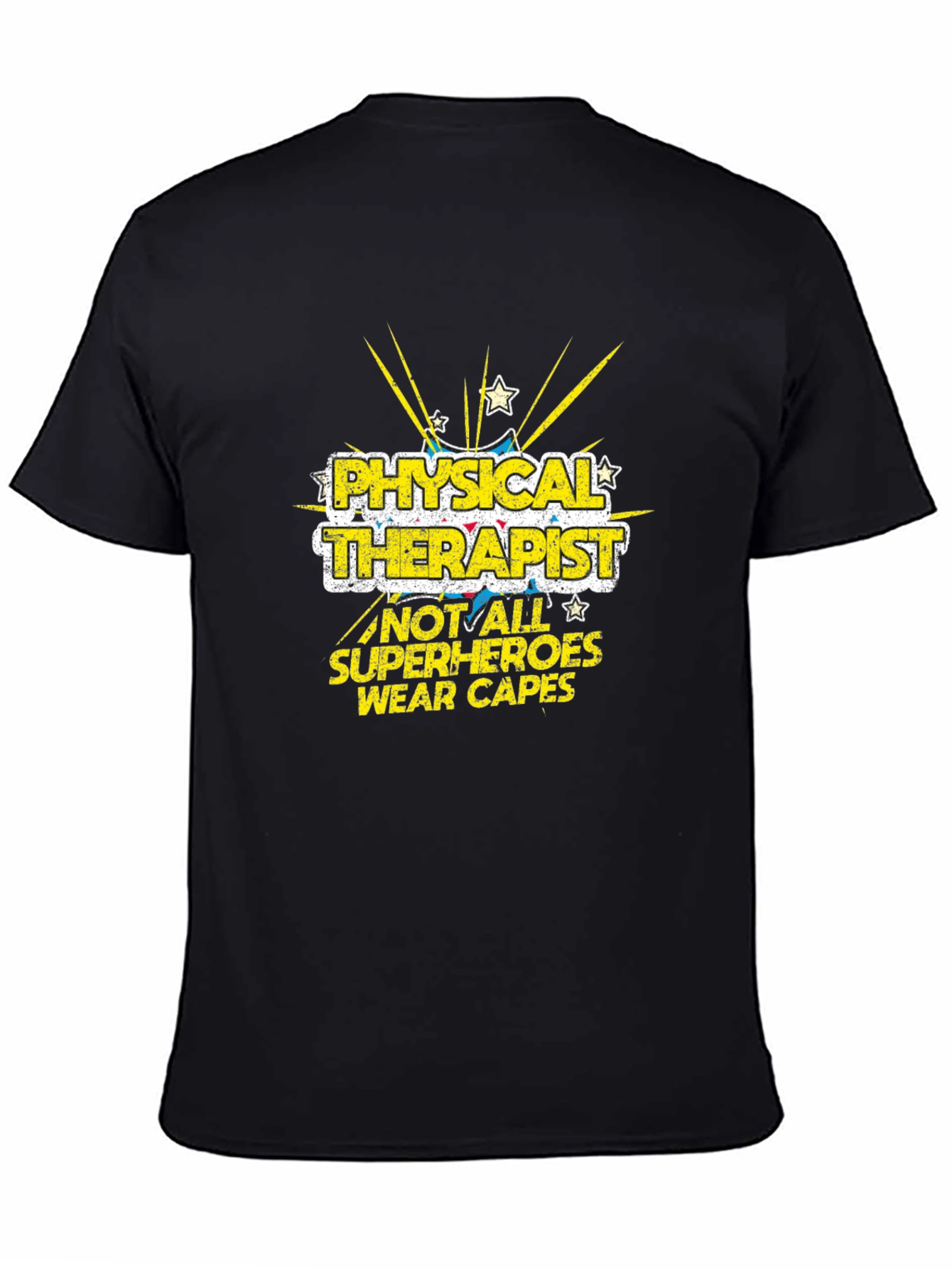 Black Physical Therapist Superhero Graphic Tee - Black view 4