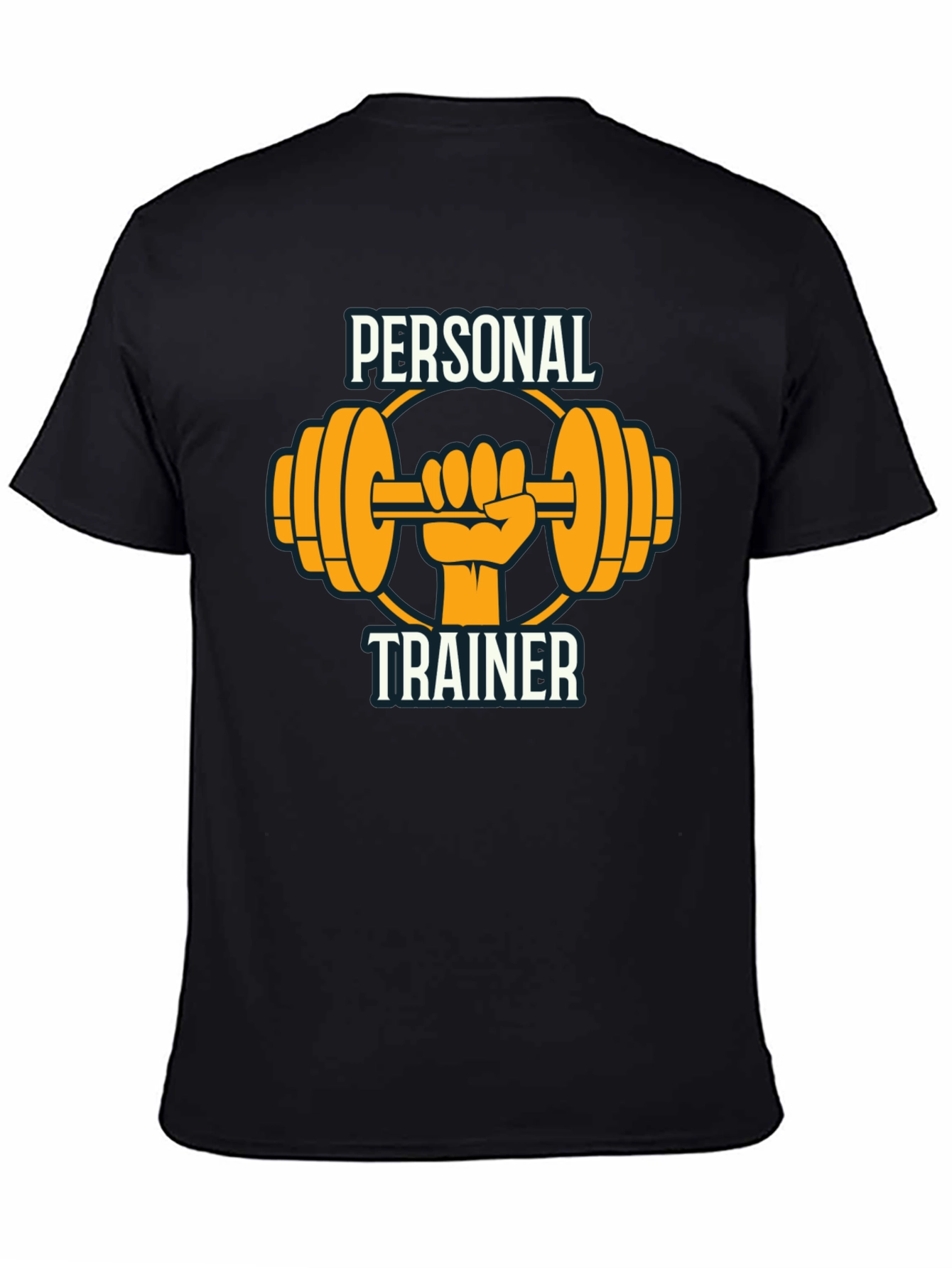 Black Personal Trainer Graphic Tee - Black Cotton Gym Shirt view 4