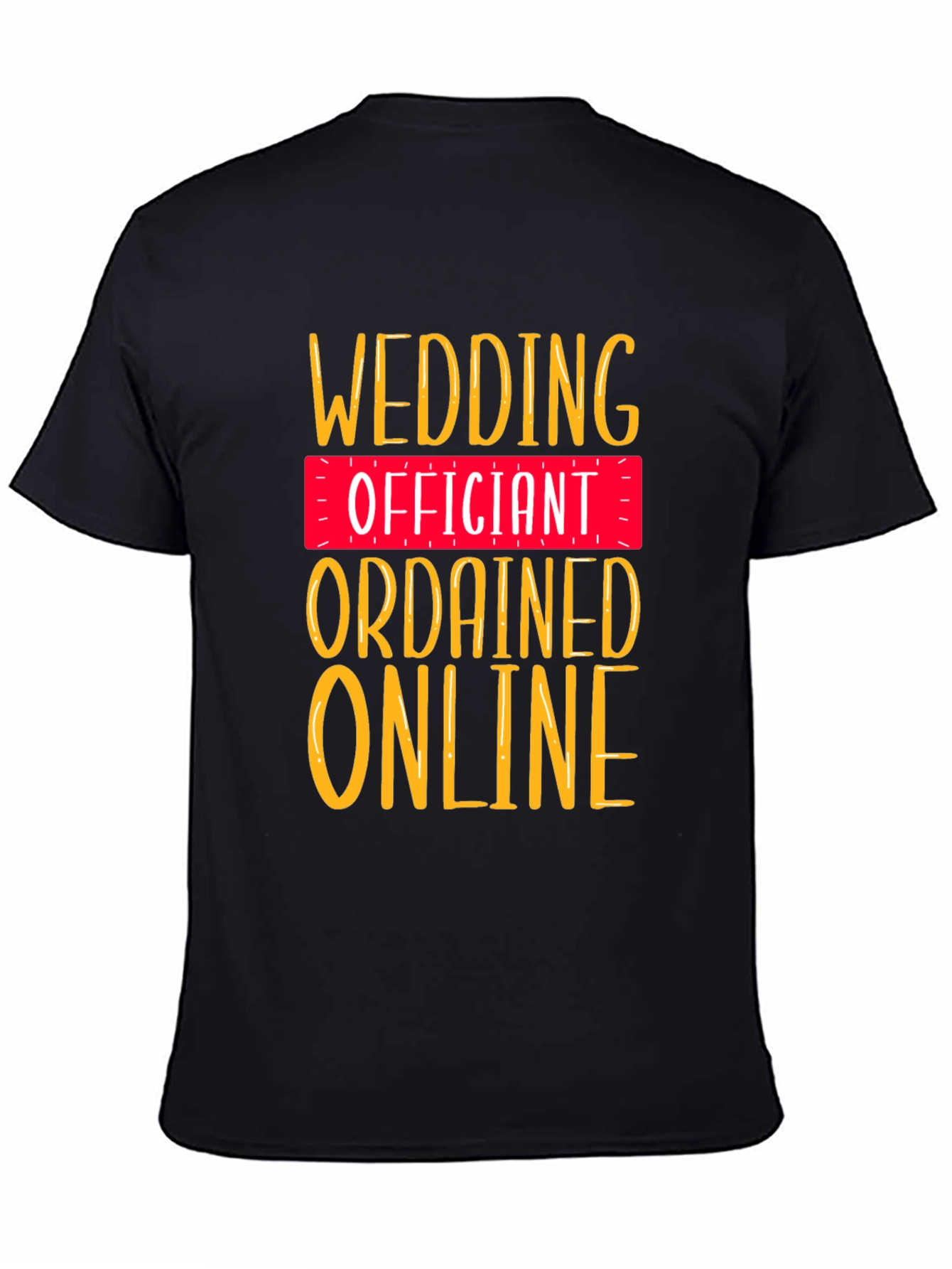 Black Wedding Officiant T-Shirt - Ordained Online view 4
