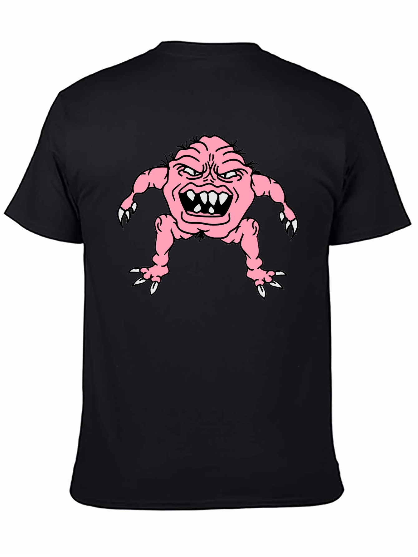 Black Cartoon Monster Graphic Tee - Black view 4