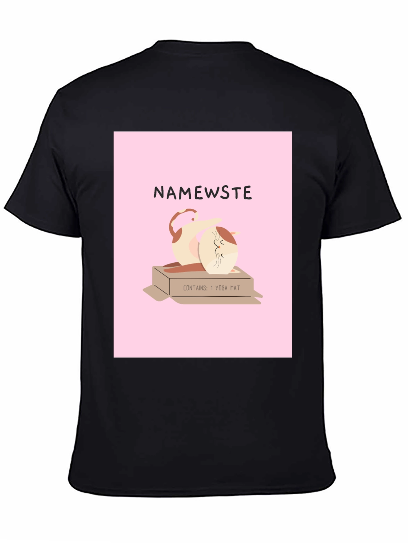Black Namewste Cat Yoga T-Shirt view 4