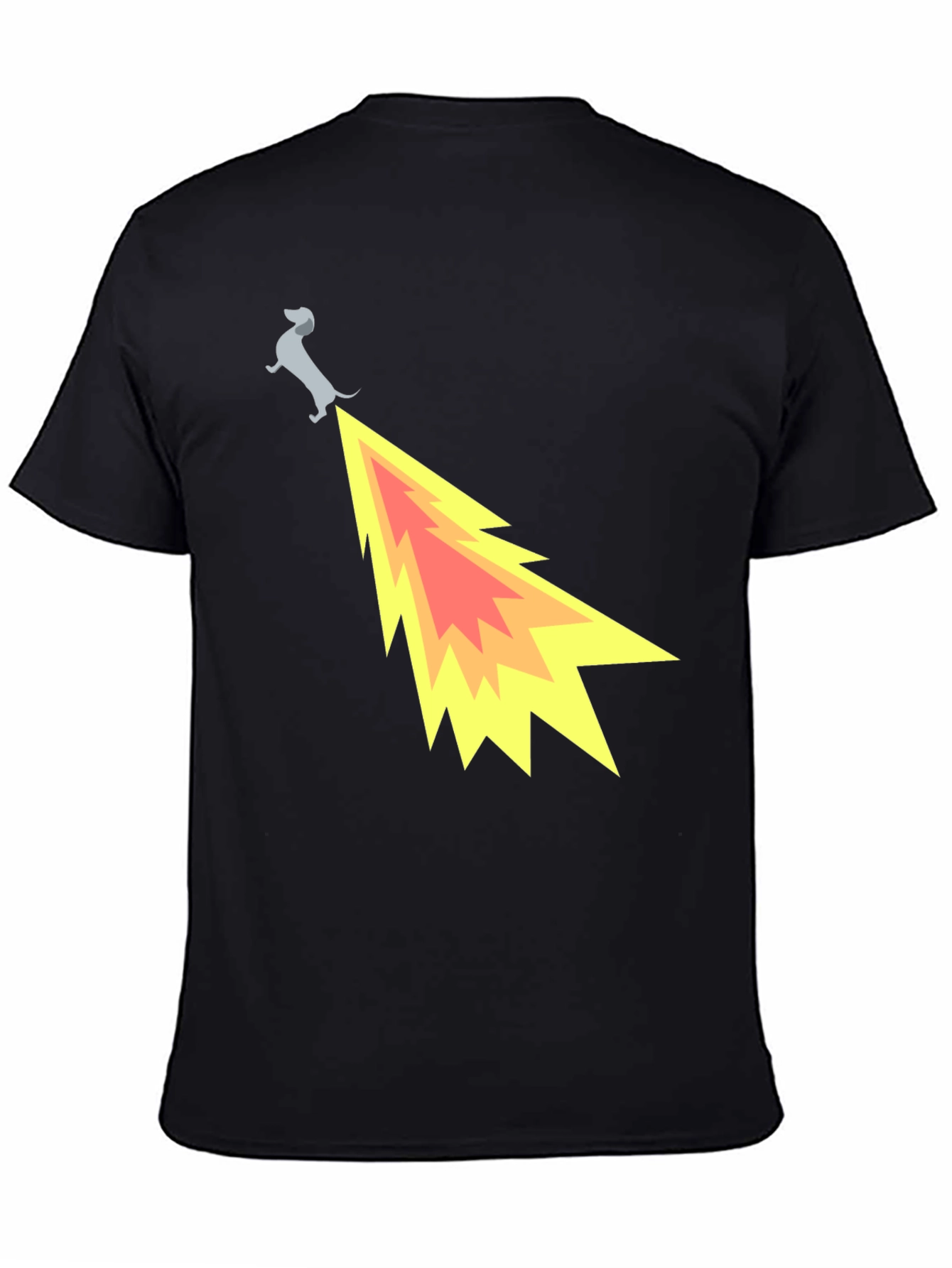 Black Funny Dachshund Dog Flame Tail T-Shirt view 4