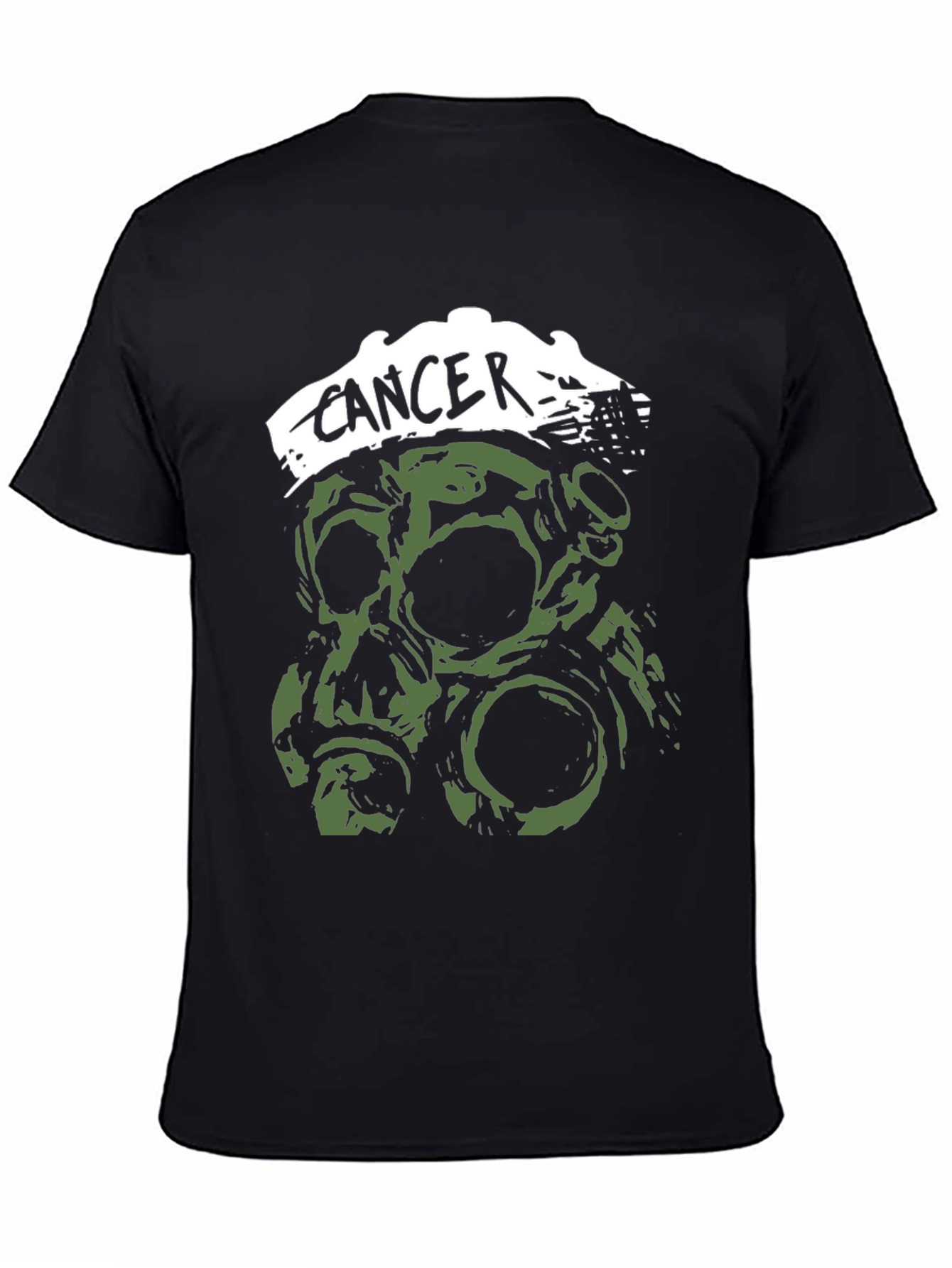 Black Cancer Band T-Shirt - Skull & Gas Mask Graphic view 4