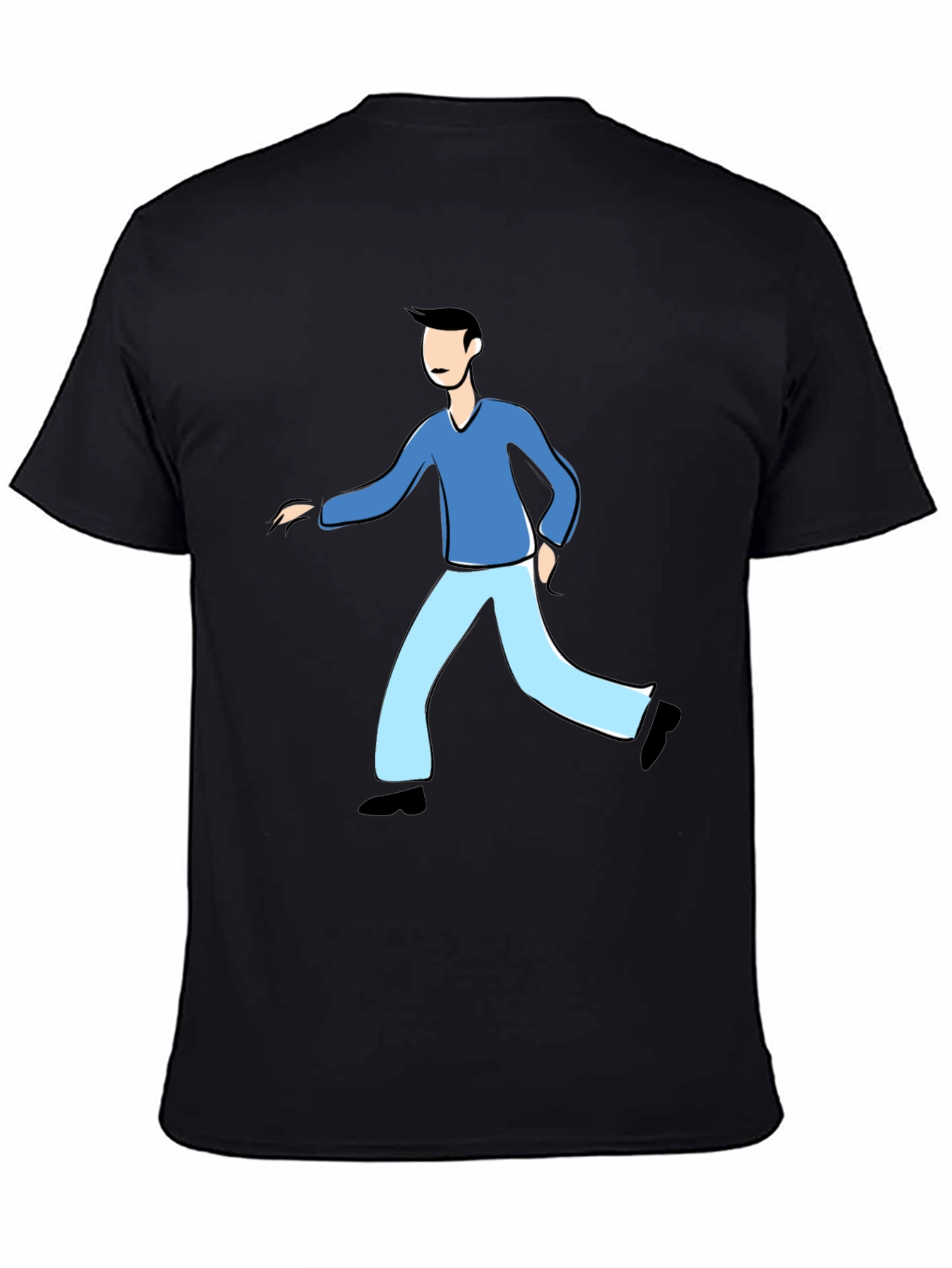 Black Black Cartoon Man T-Shirt view 4