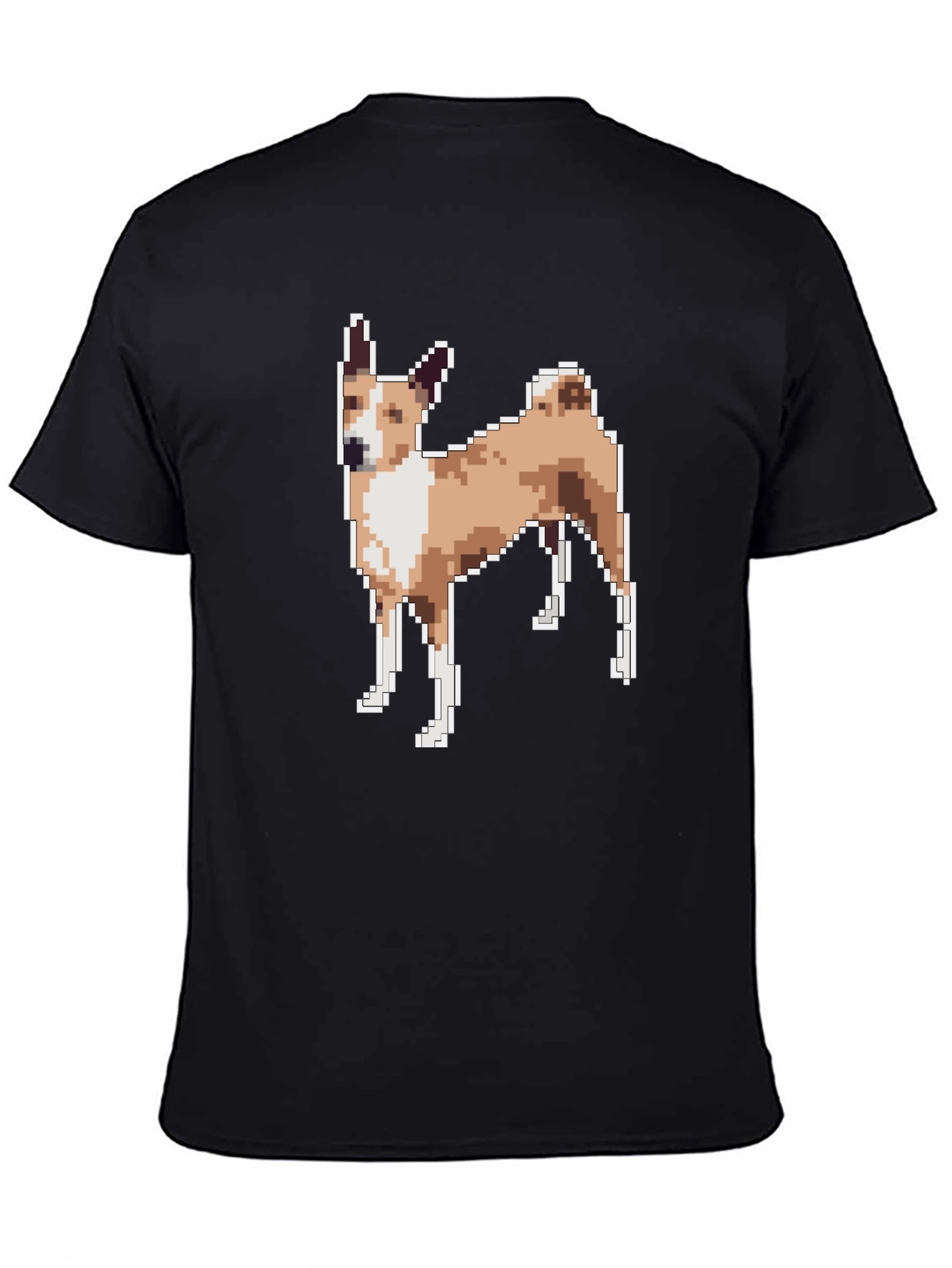 Black Pixelated Dog Graphic Tee - Black Unisex T-Shirt view 4