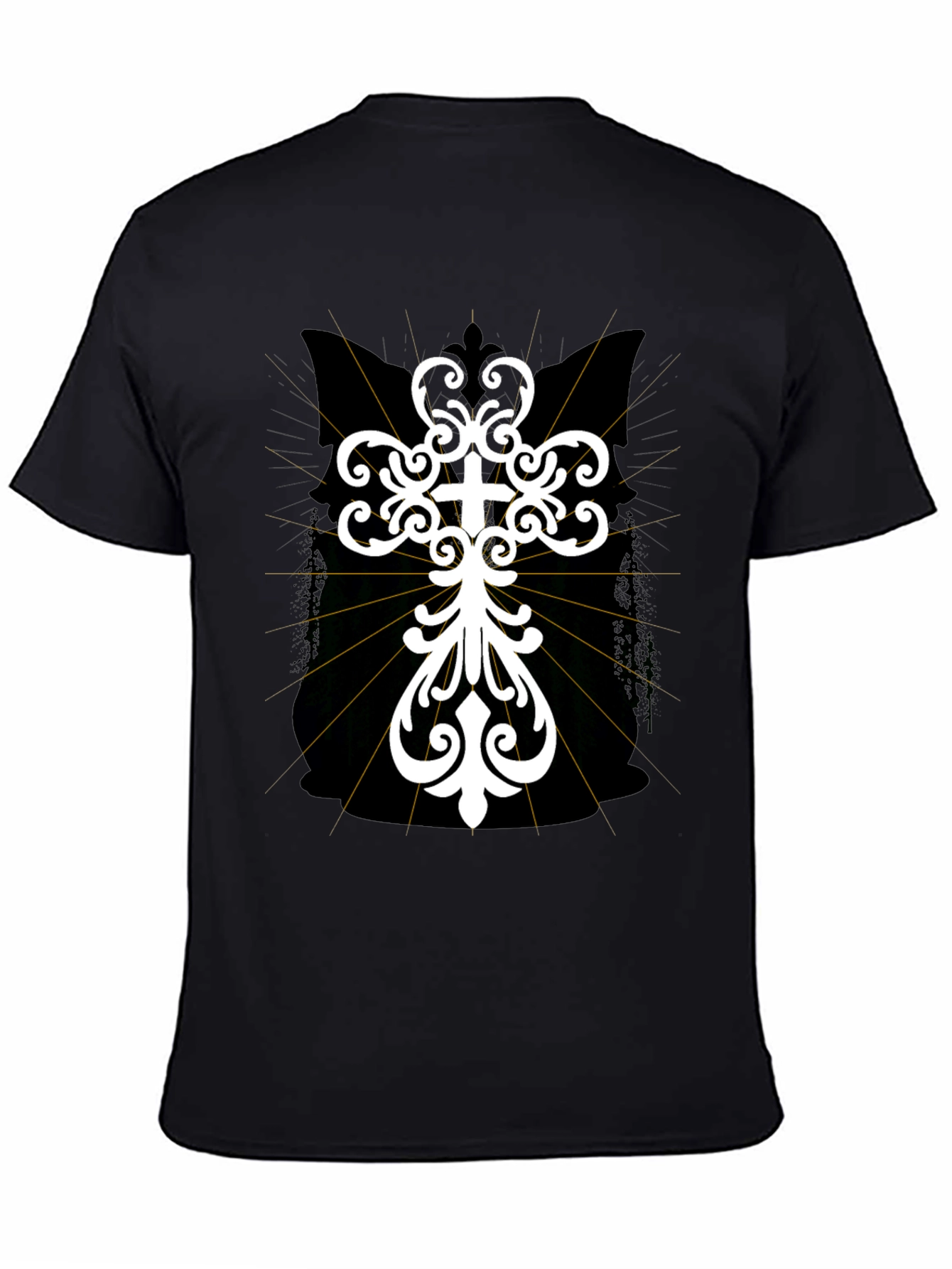 Black Ornate Cross Graphic T-Shirt - Black view 4