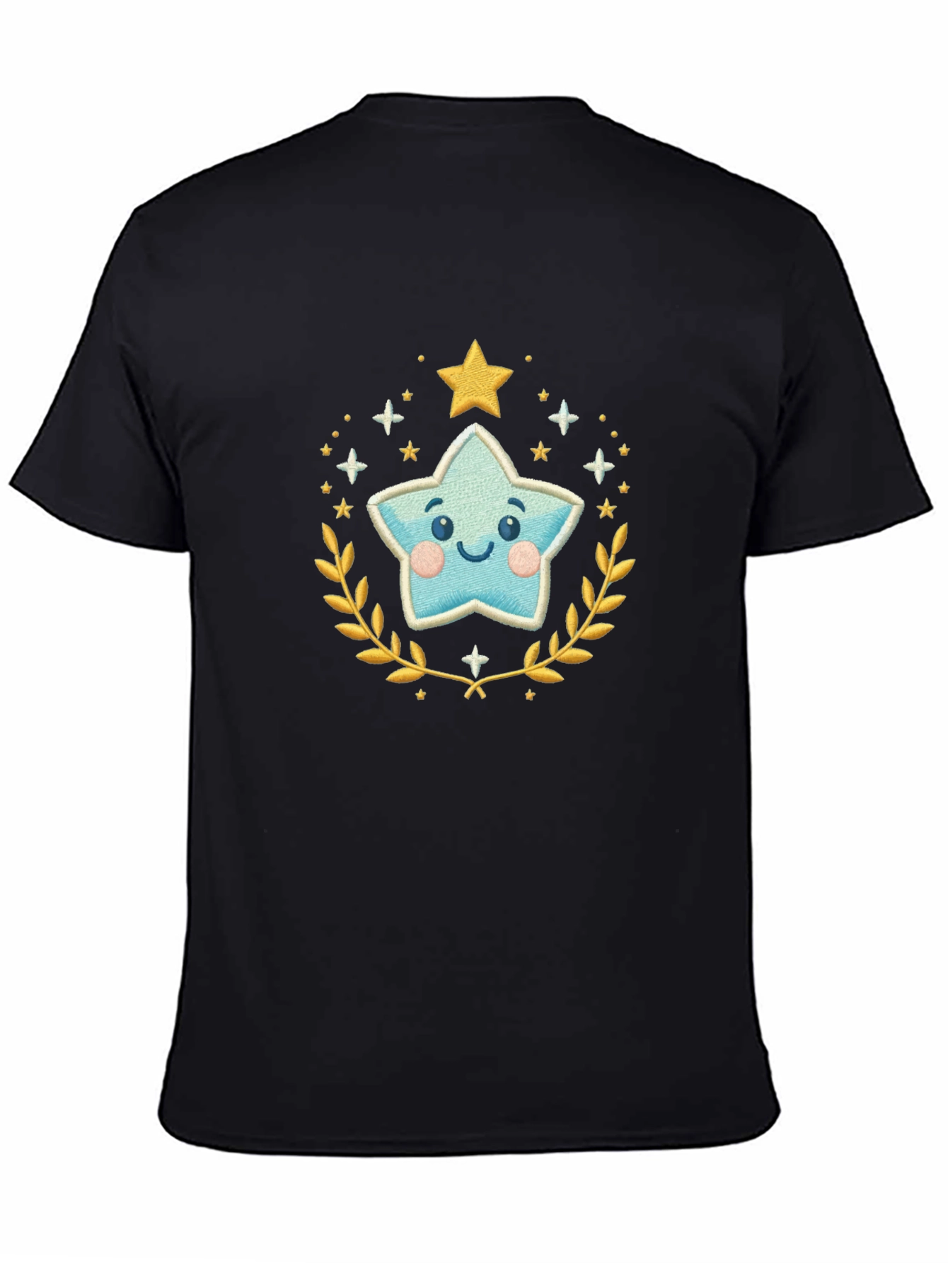 Black Cute Star Graphic Tee - Black Unisex T-Shirt view 4