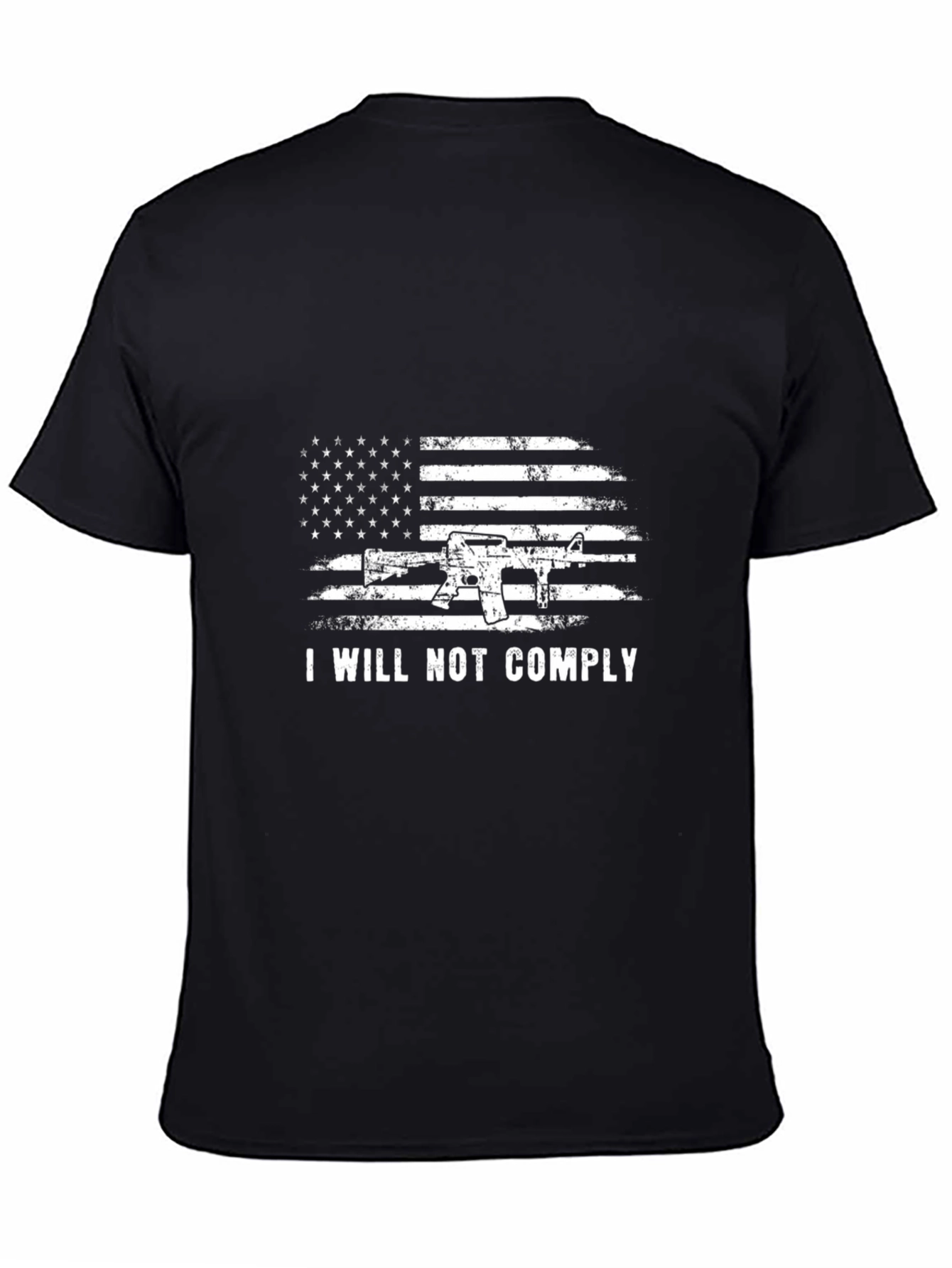 Black I Will Not Comply Patriotic Gun T-Shirt view 4