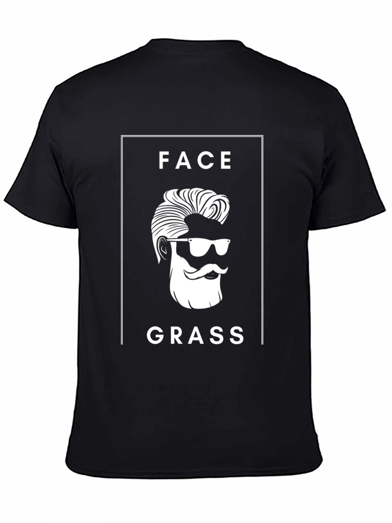 Black Face Grass Funny Graphic Black T-Shirt view 4