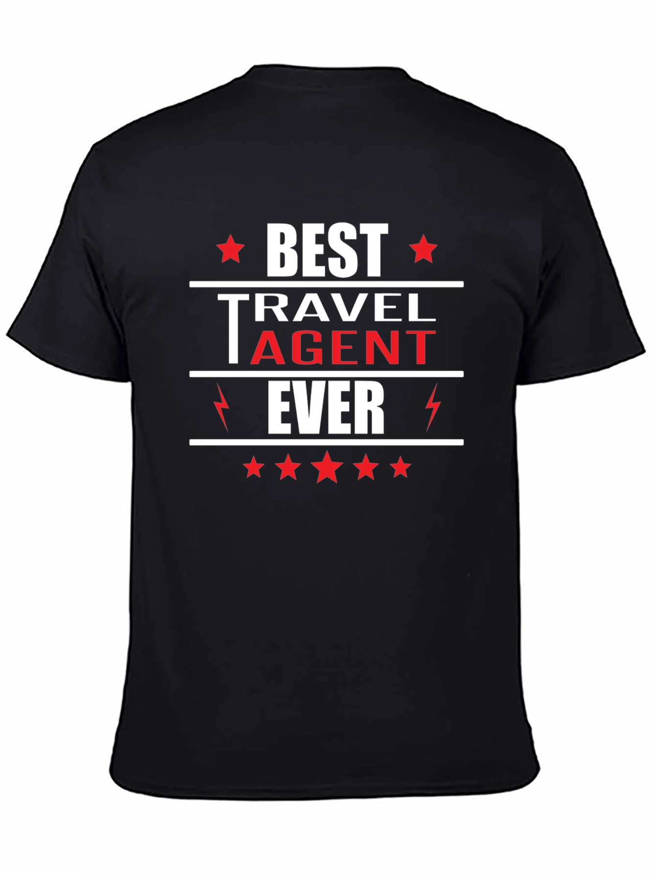 Black Best Travel Agent Ever T-Shirt, Black view 4