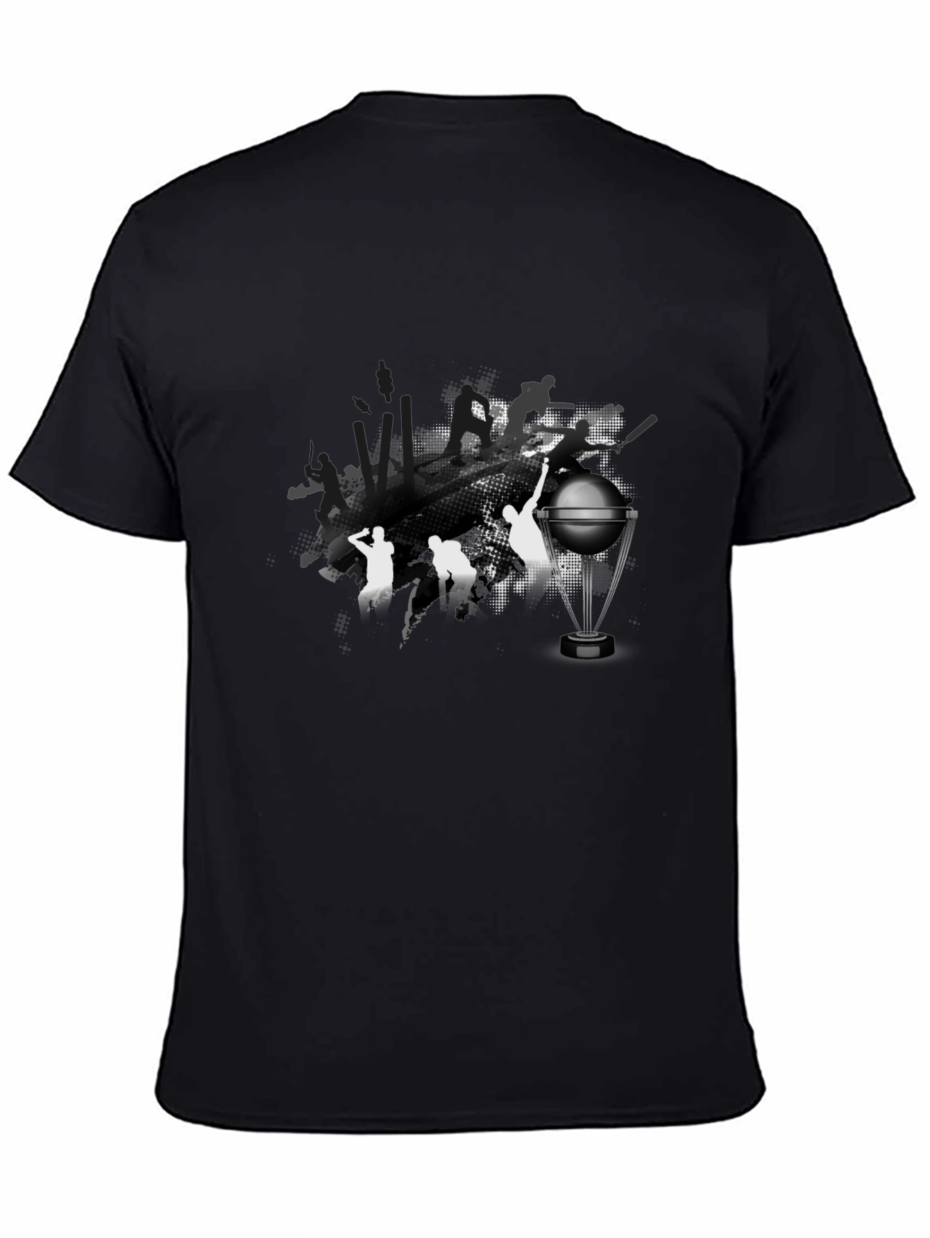 Black Cricket World Cup Graphic Tee - Black Cotton T-Shirt view 4