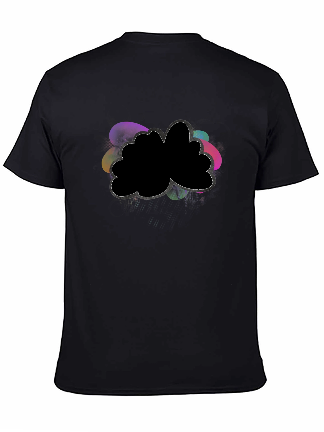 Black Unique Graphic Tee - Abstract Cloud Design view 4