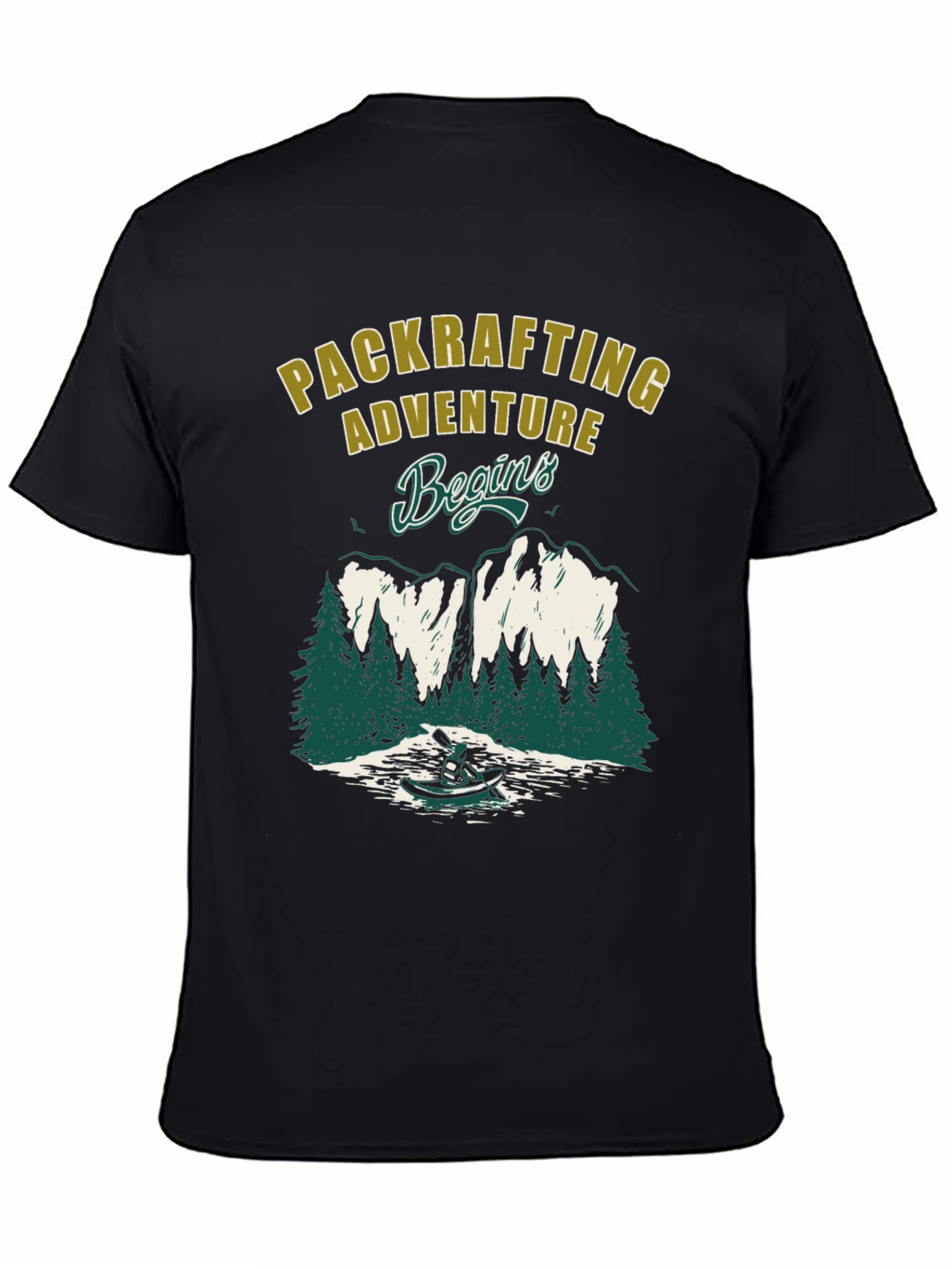 Black Packrafting Adventure Begins Black T-Shirt view 4