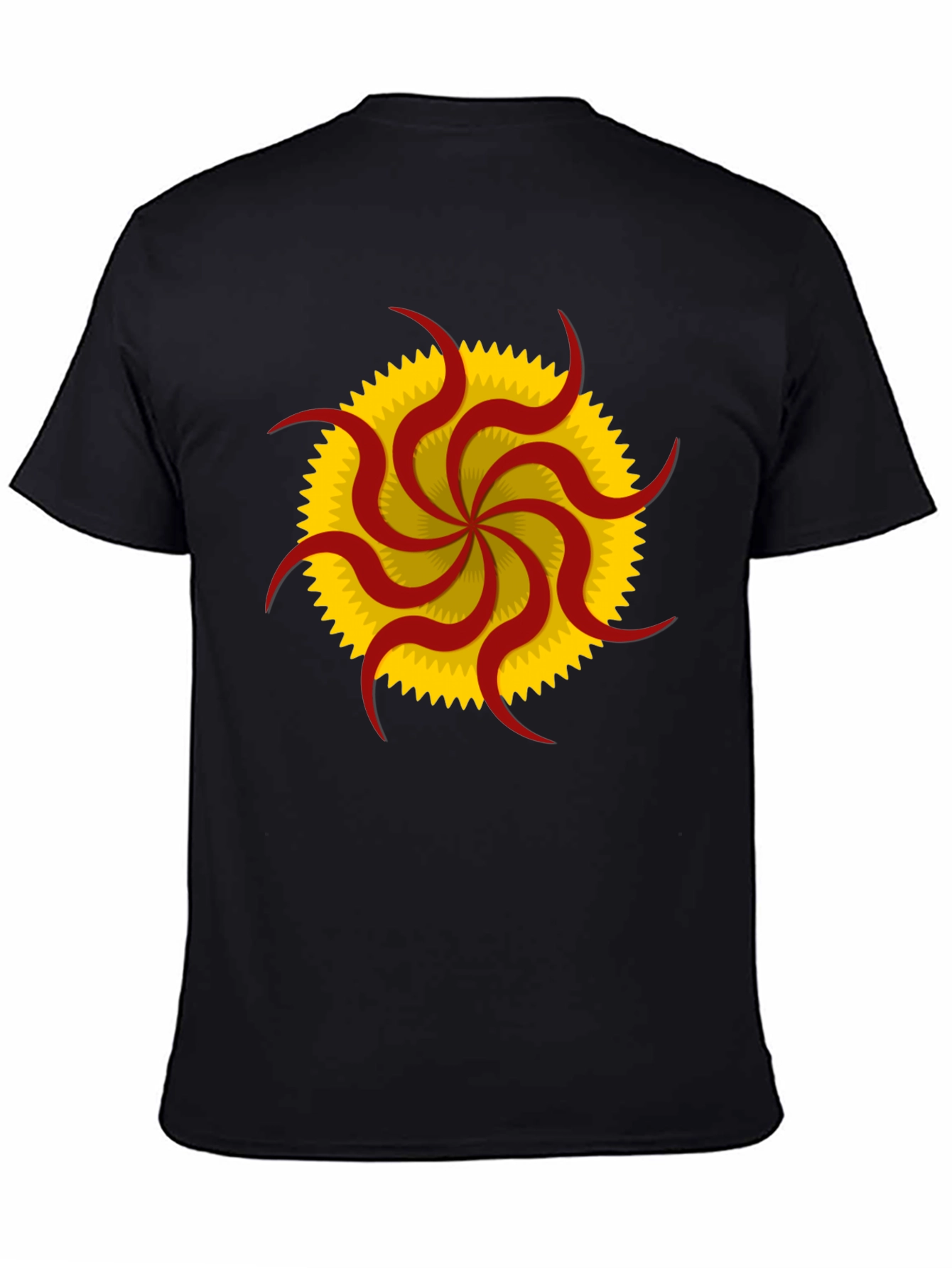 Black Unique Sunburst Graphic Tee - Black Cotton Casual Shirt view 4