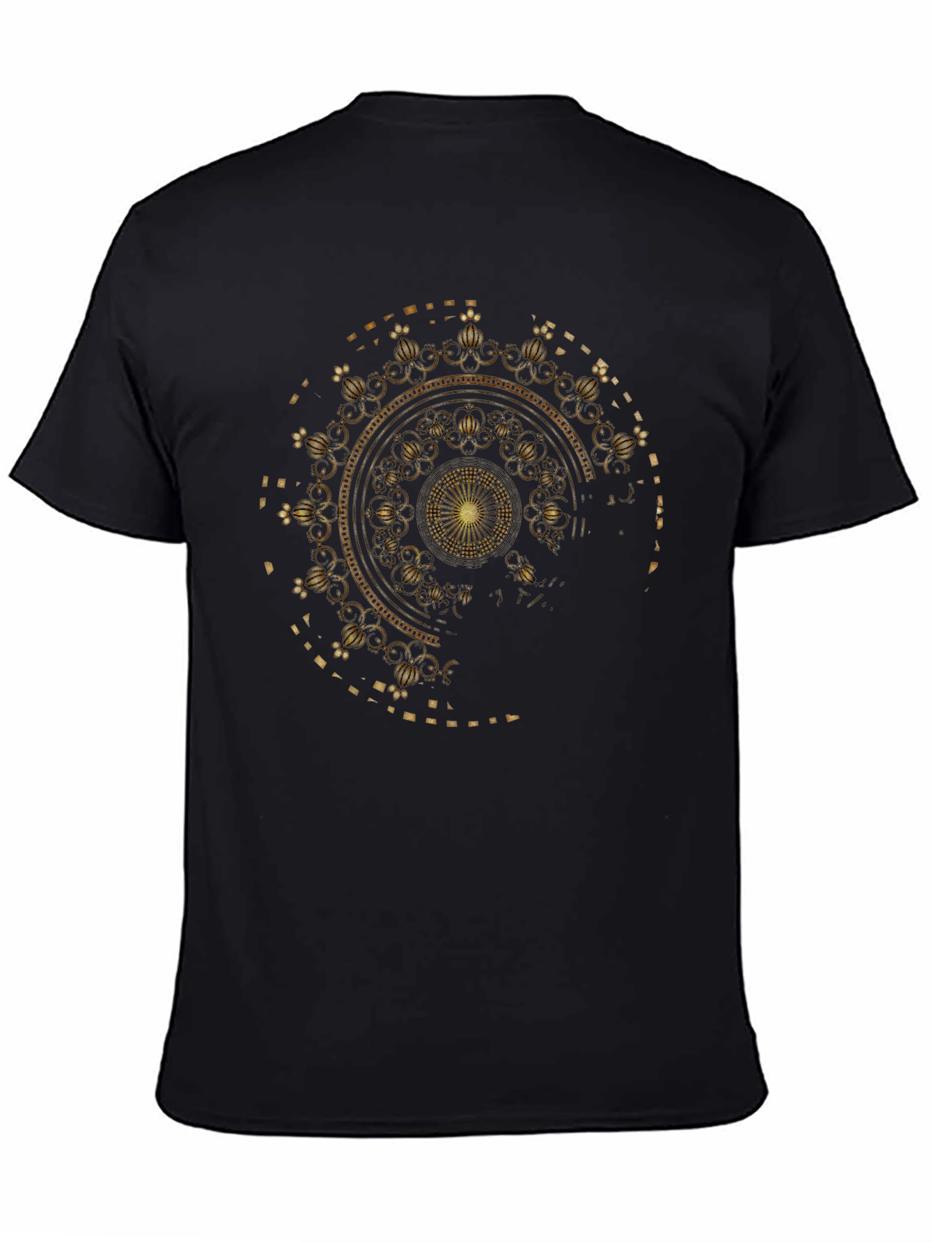 Black Gold Mandala Graphic Black T-Shirt view 4