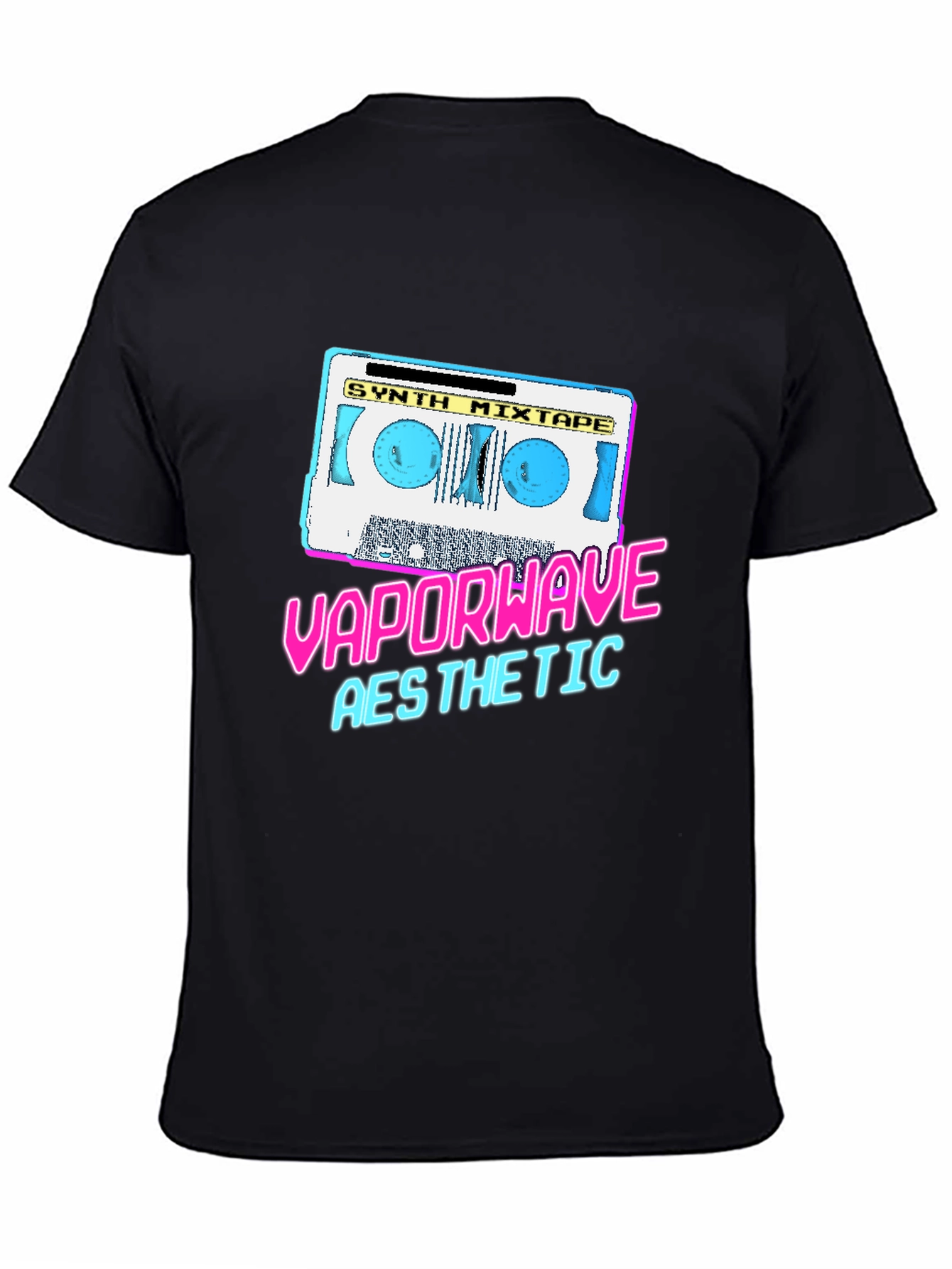 Black Vaporwave Aesthetic Synth Mixtape T-Shirt view 4