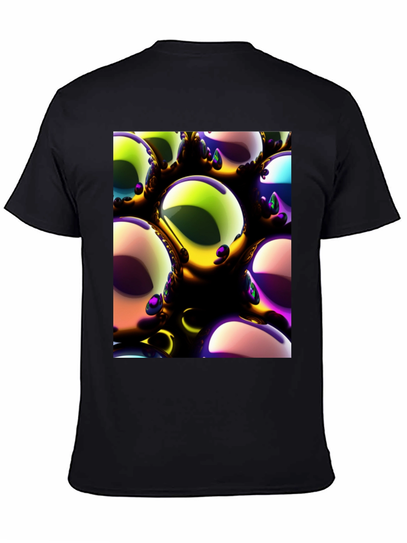 Black Abstract Spheres Graphic Tee view 4
