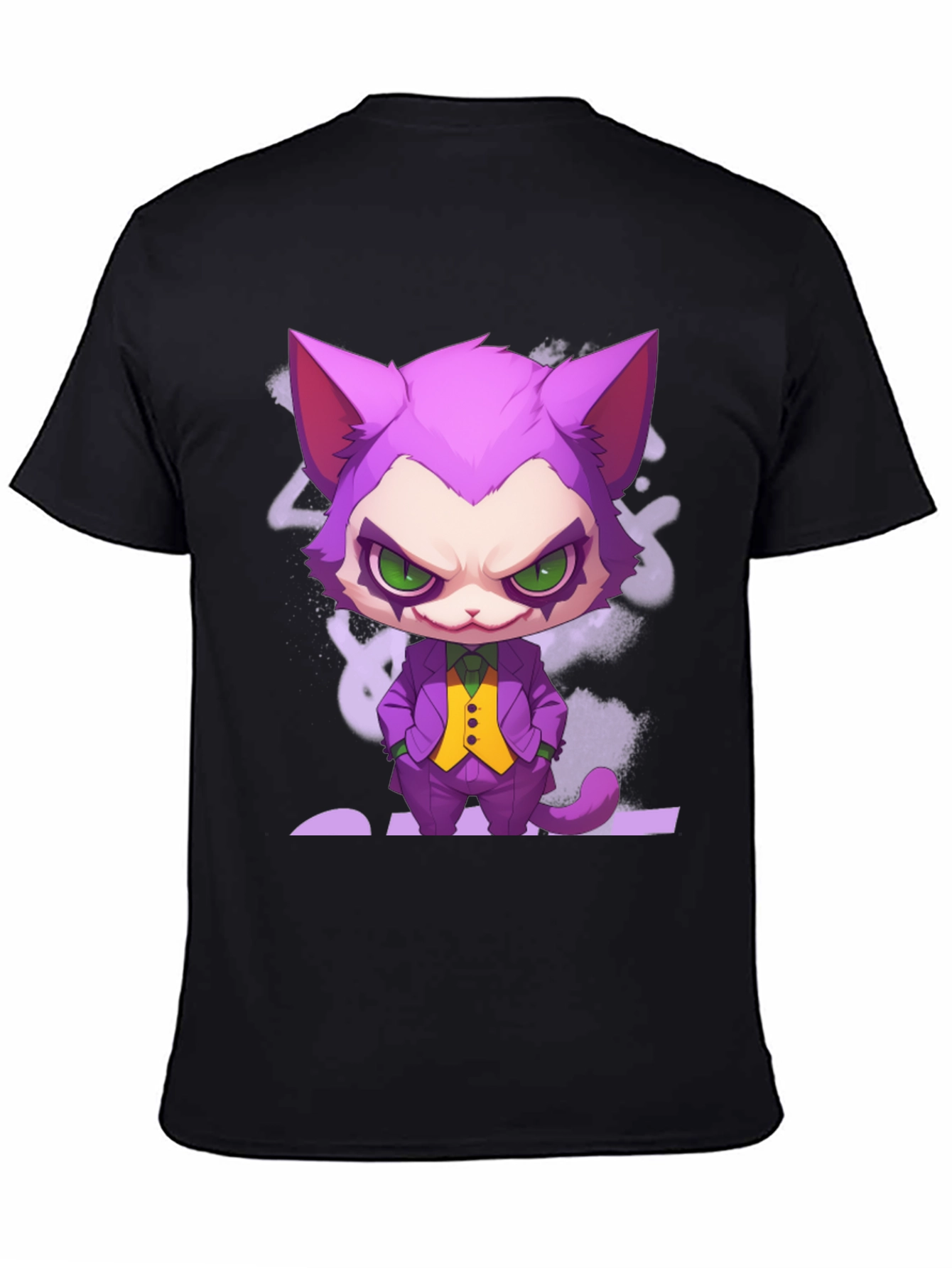 Black Cat Joker Graphic T-Shirt - Unique Design view 4