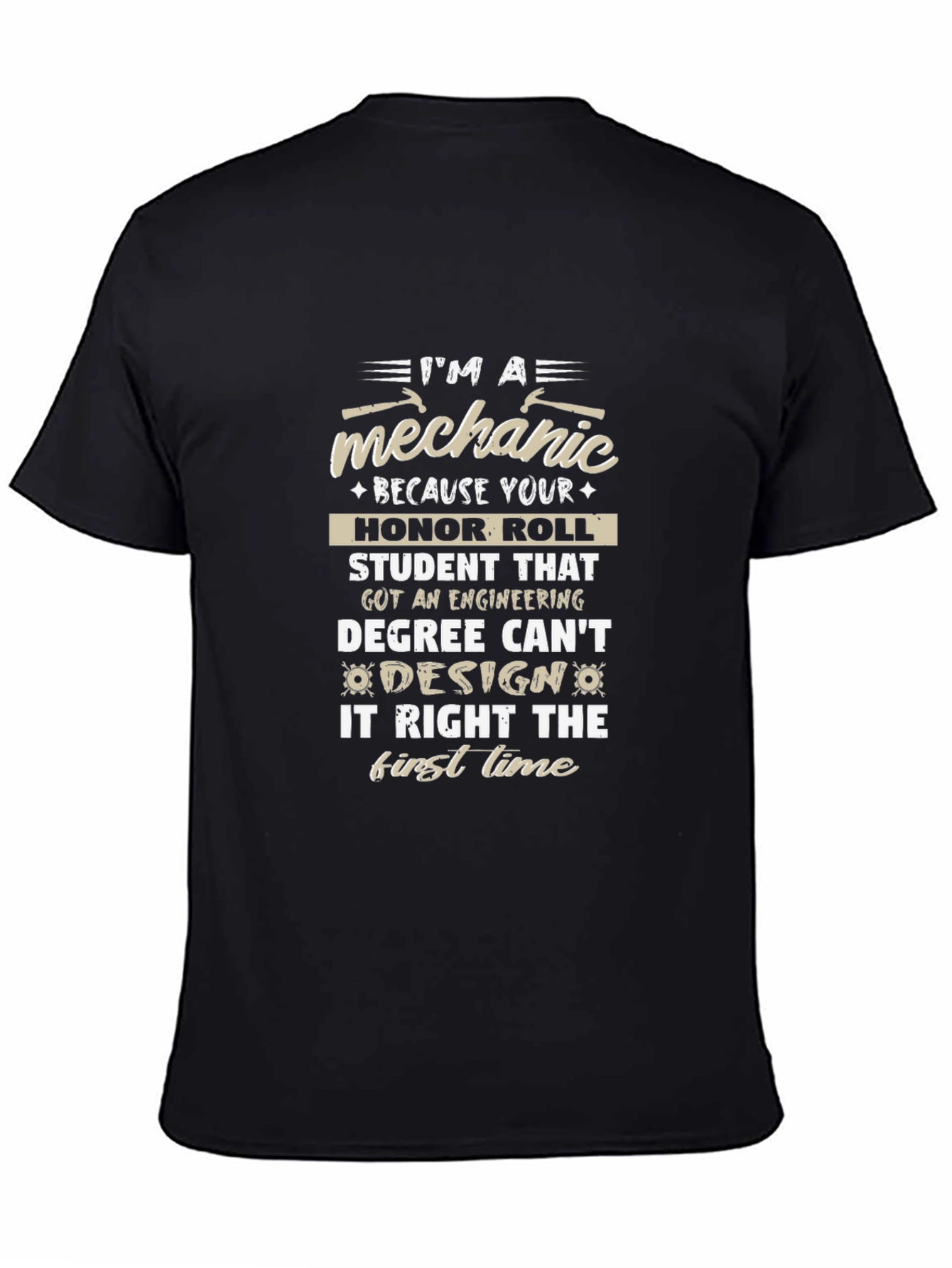 Black Mechanic T-Shirt: Funny Engineering Degree Design view 4
