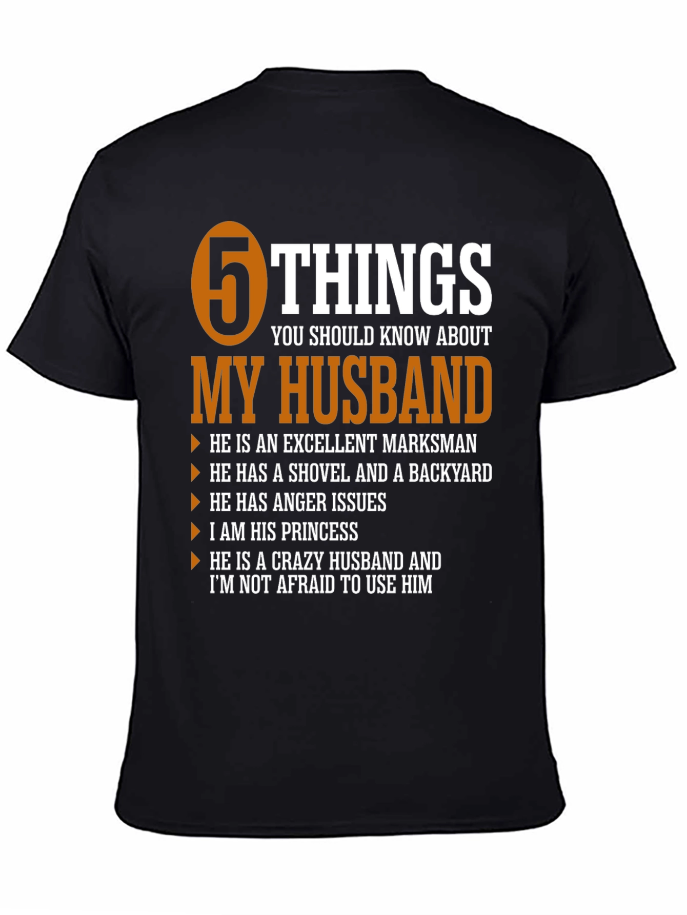 Black 5 Things My Husband T-Shirt view 4