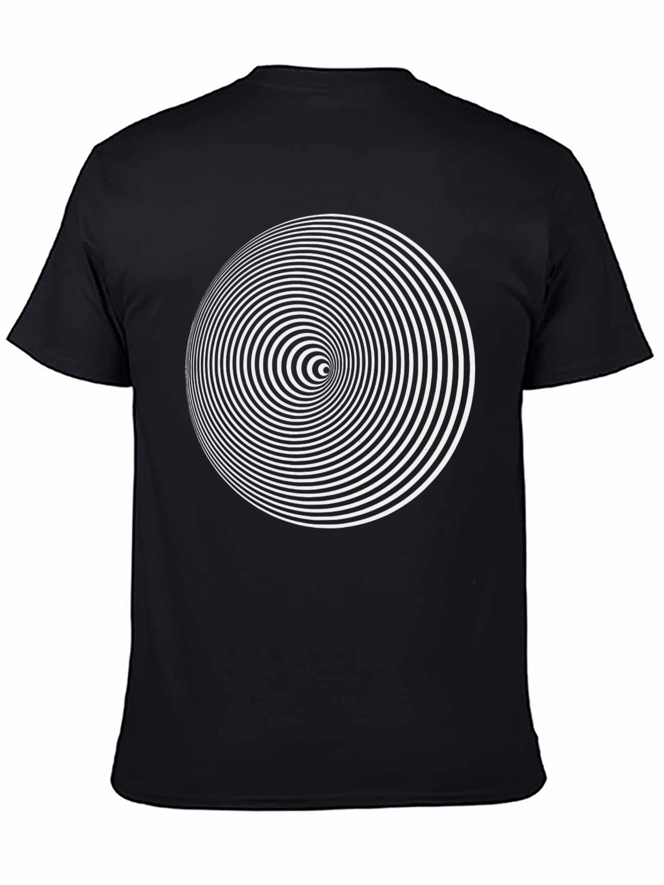 Black Hypnotic Spiral Graphic Print Black T-Shirt view 4