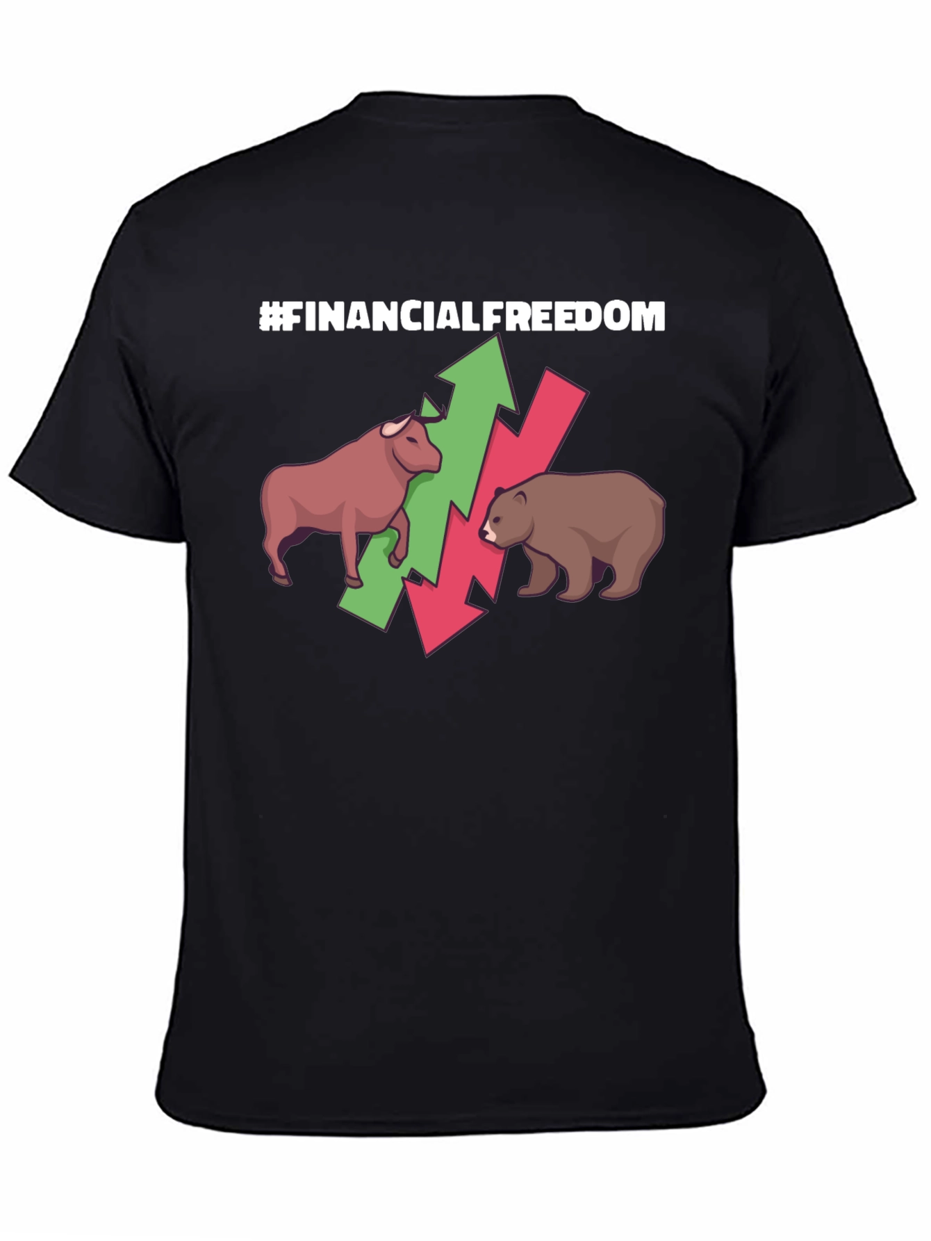 Black Financial Freedom T-Shirt - Bull and Bear Market Tee view 4