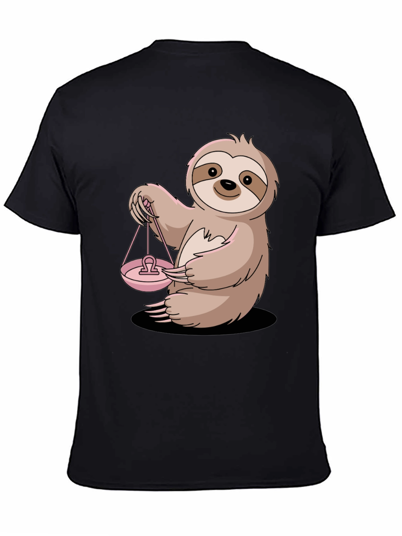 Black Libra Sloth Graphic Tee - Zodiac T-Shirt view 4