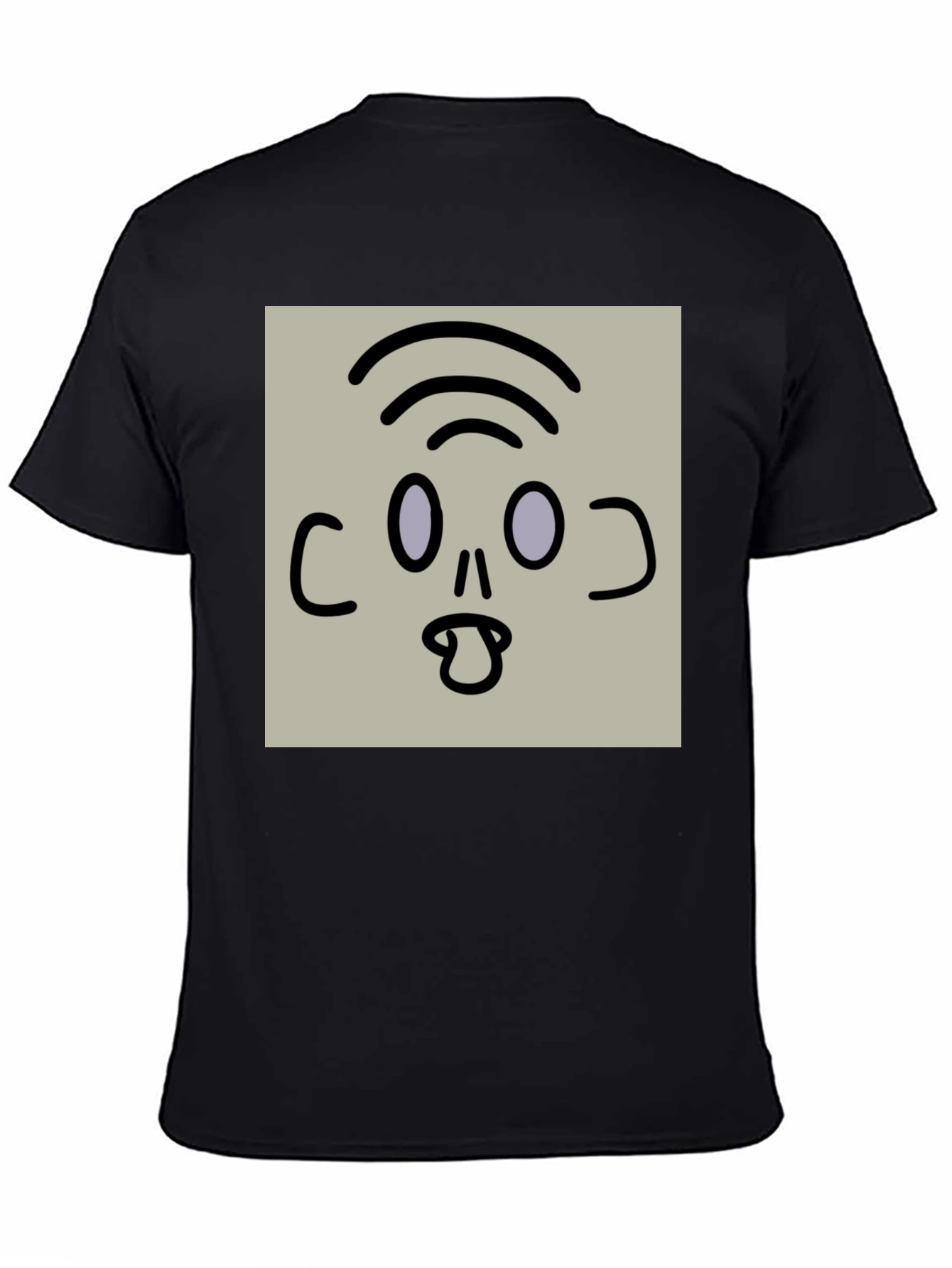 Black Cartoon Face Graphic T-Shirt, Black view 4