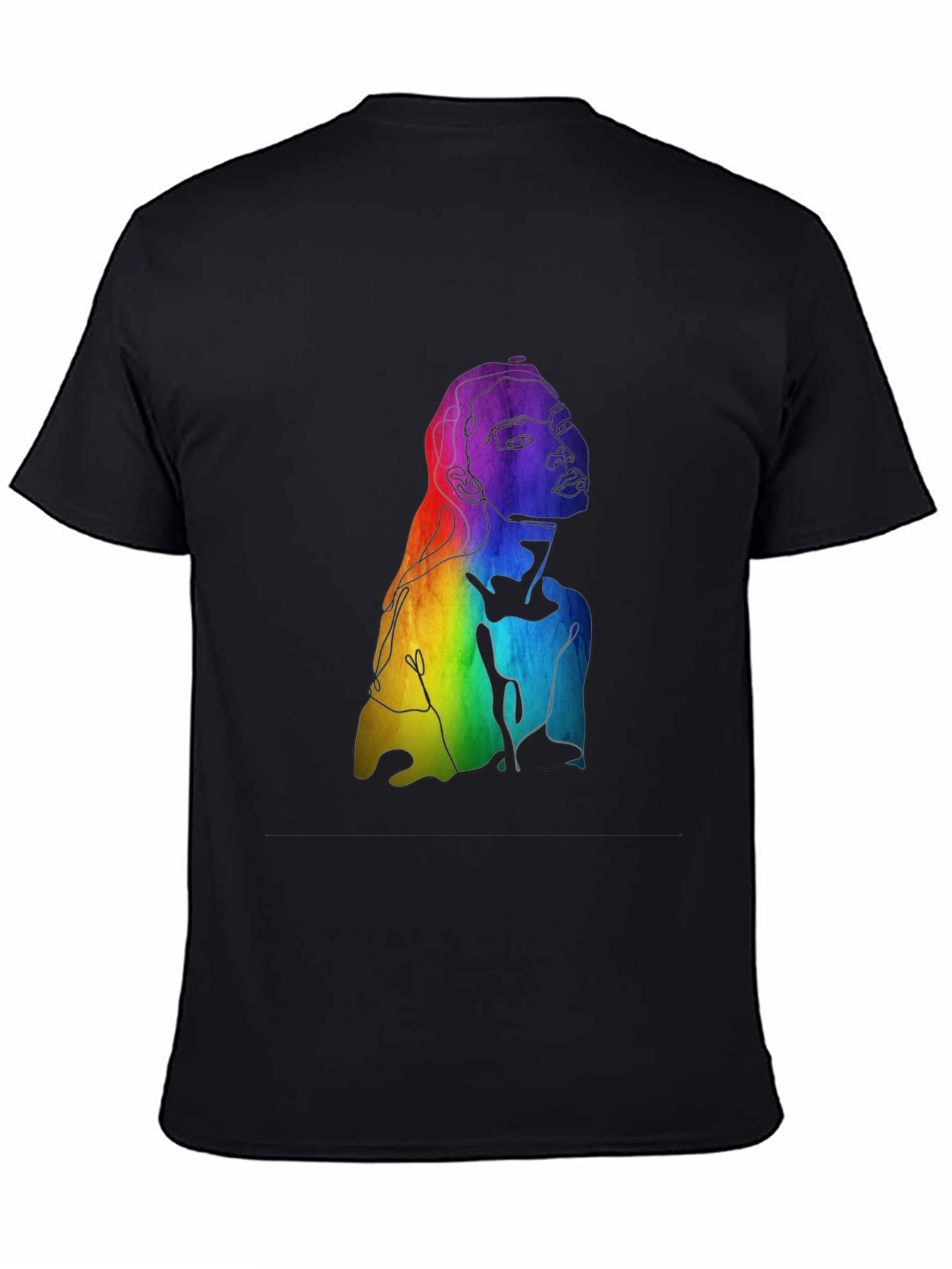 Black Rainbow Woman Graphic Tee - Black Cotton Blend view 4