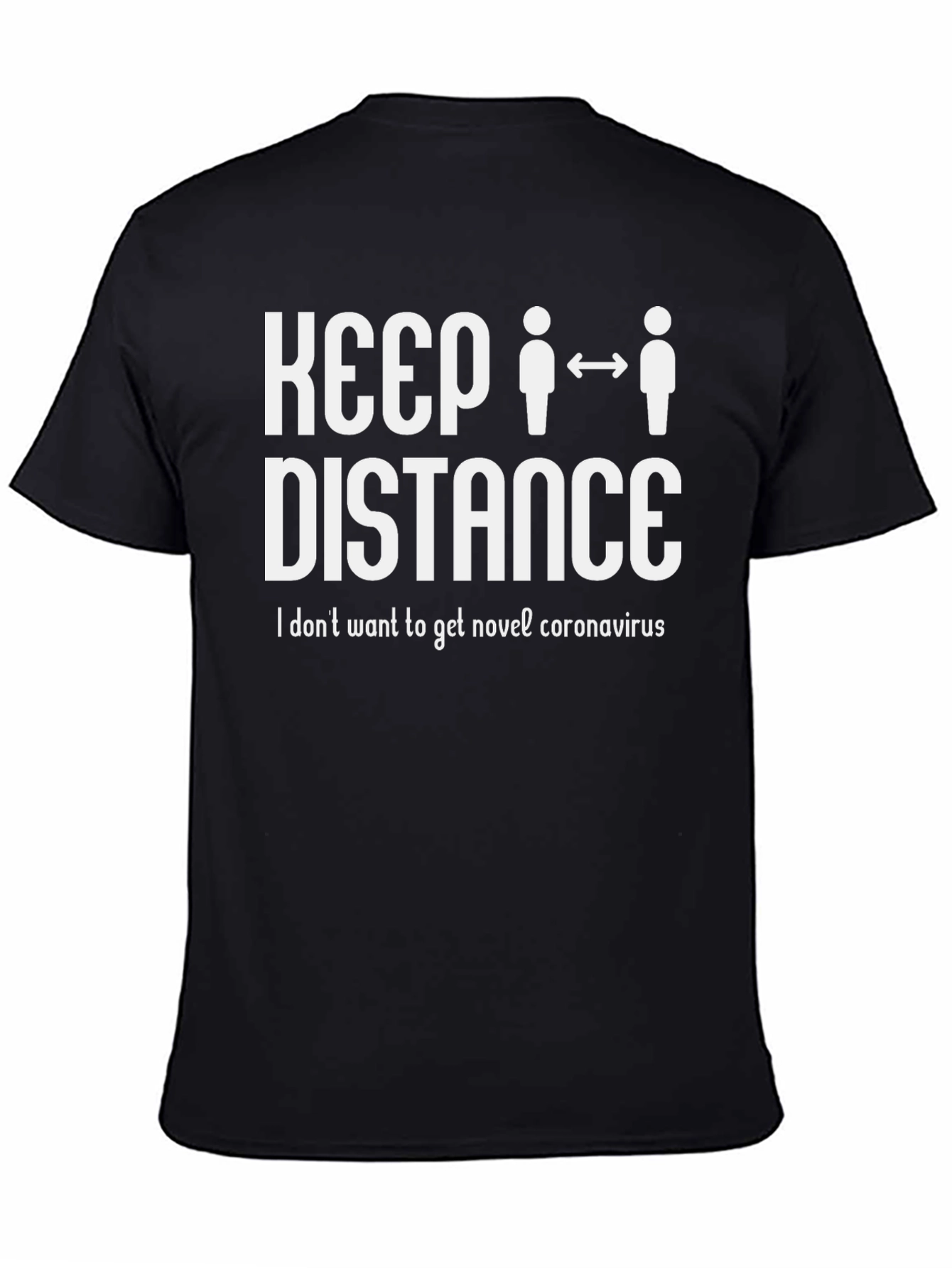 Black Keep Distance Novel Coronavirus Graphic T-Shirt view 4