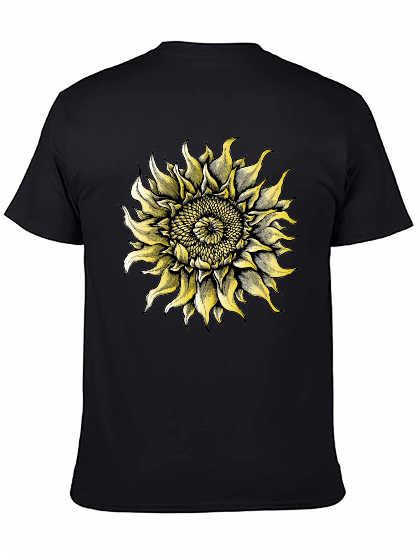 Black Sunflower Graphic Tee - Black Cotton T-Shirt view 4