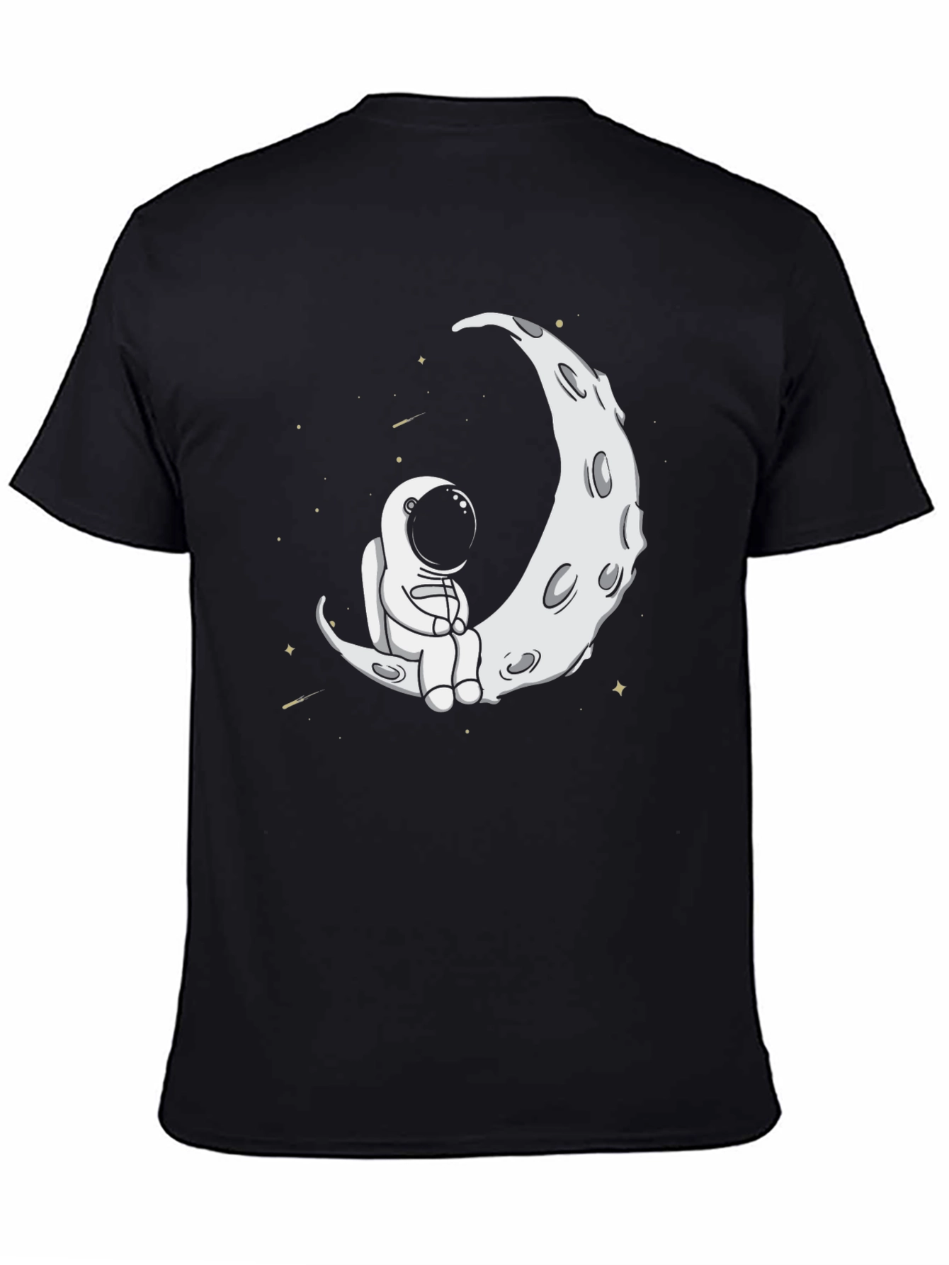 Black Astronaut Moon Graphic Tee - Black Casual Shirt view 4