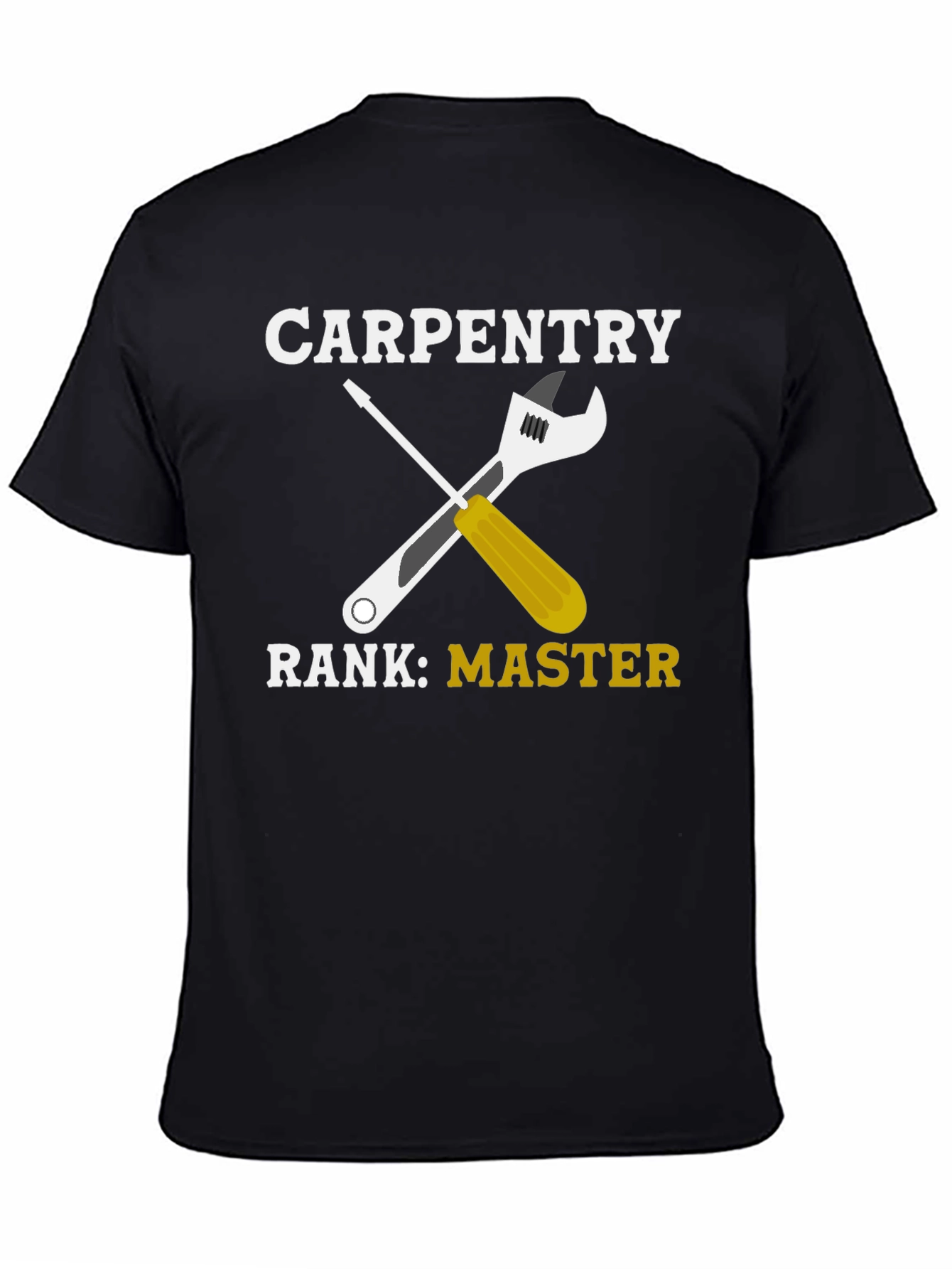 Black Carpentry Master T-Shirt - Wrench & Screwdriver Graphic Tee view 4
