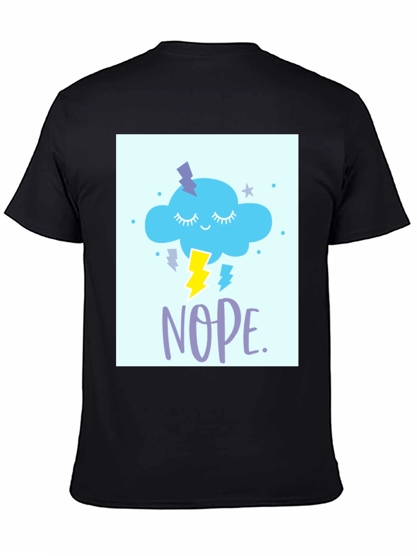 Black Nope Cloud T-Shirt - Weather Humor Tee view 4