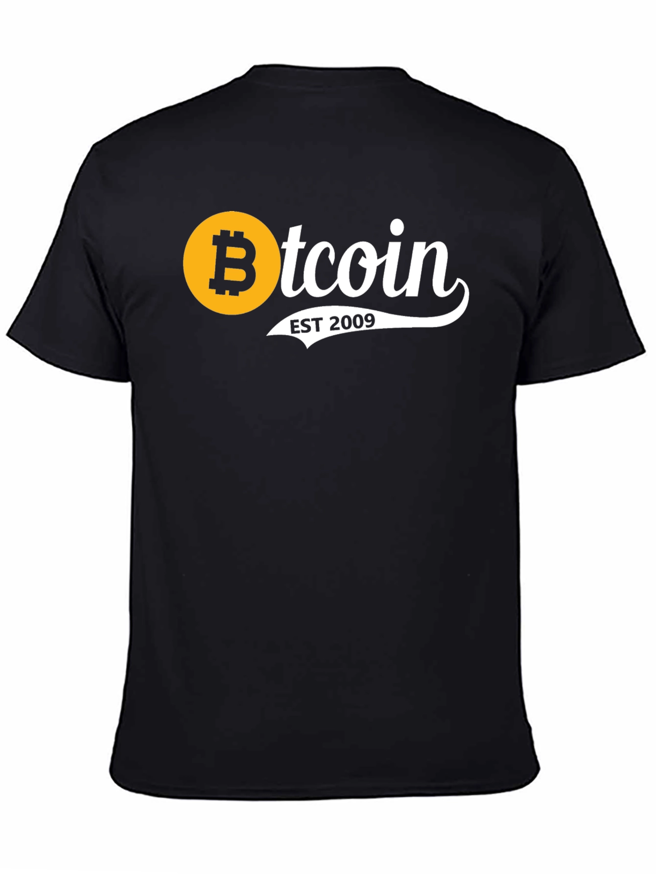 Black Bitcoin EST 2009 Black T-Shirt view 4