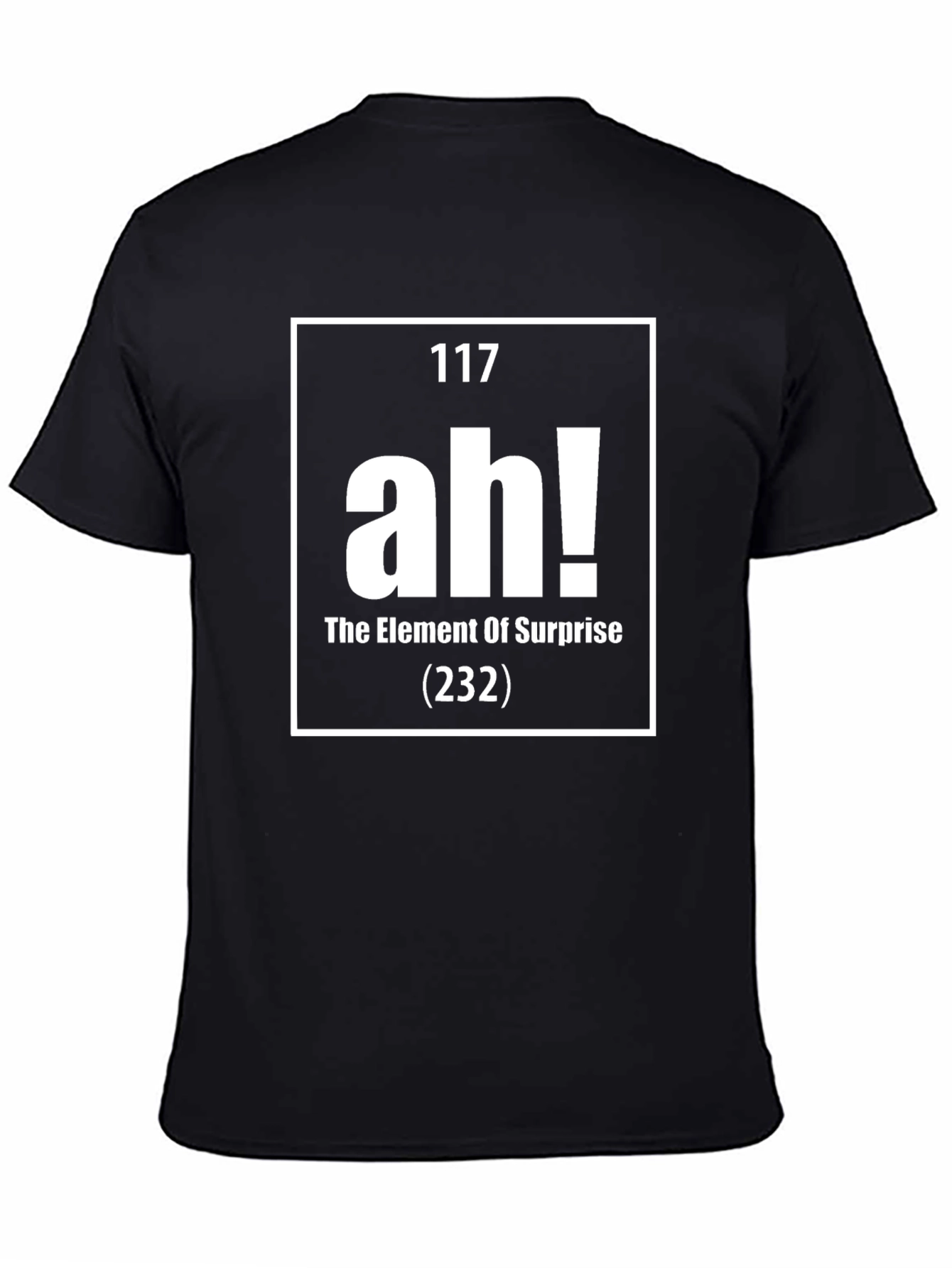 Black Element of Surprise Ah! Periodic Table Funny Men's T-Shirt view 4