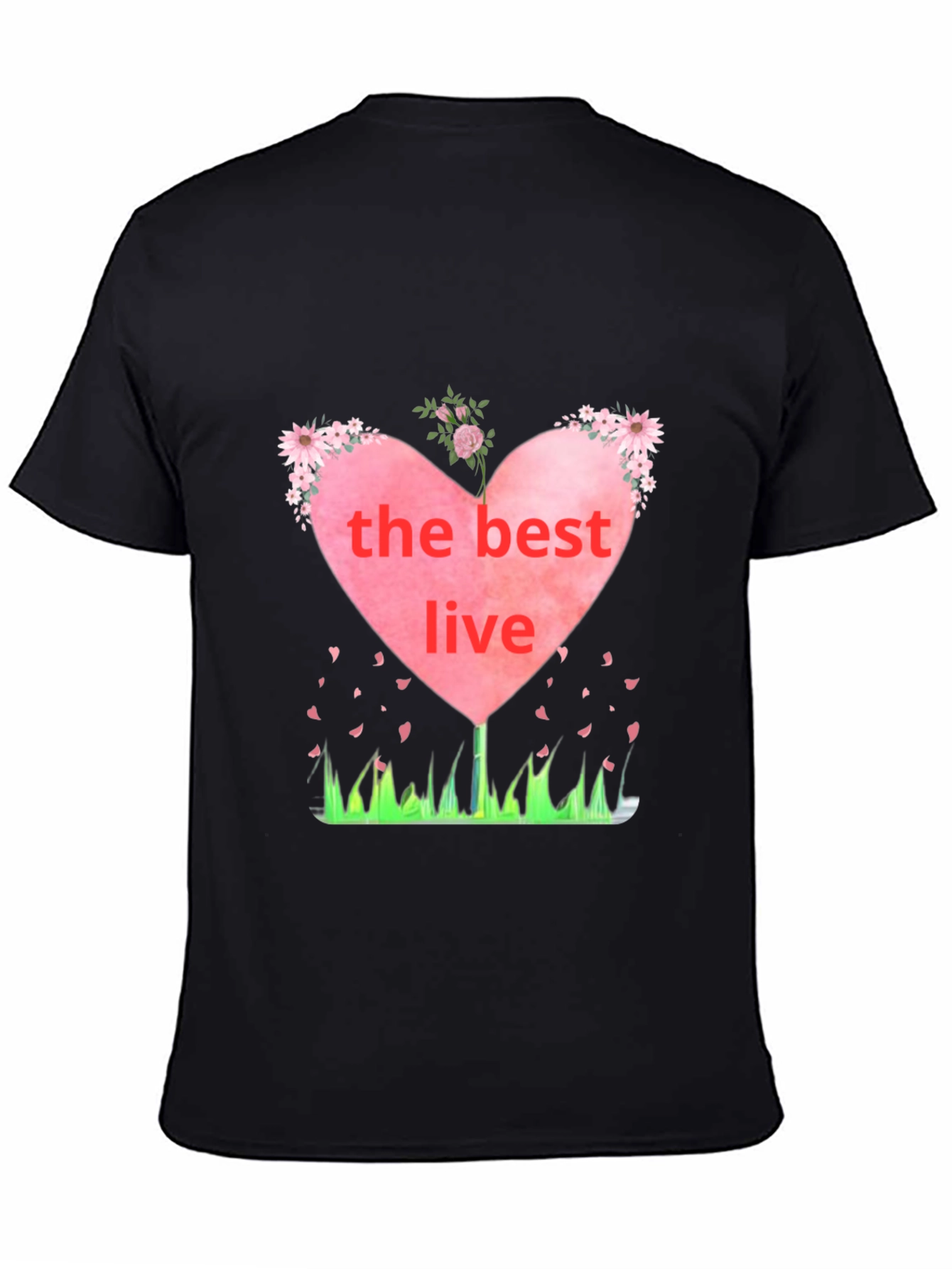 Black The Best Live Heart Graphic Black T-Shirt view 4