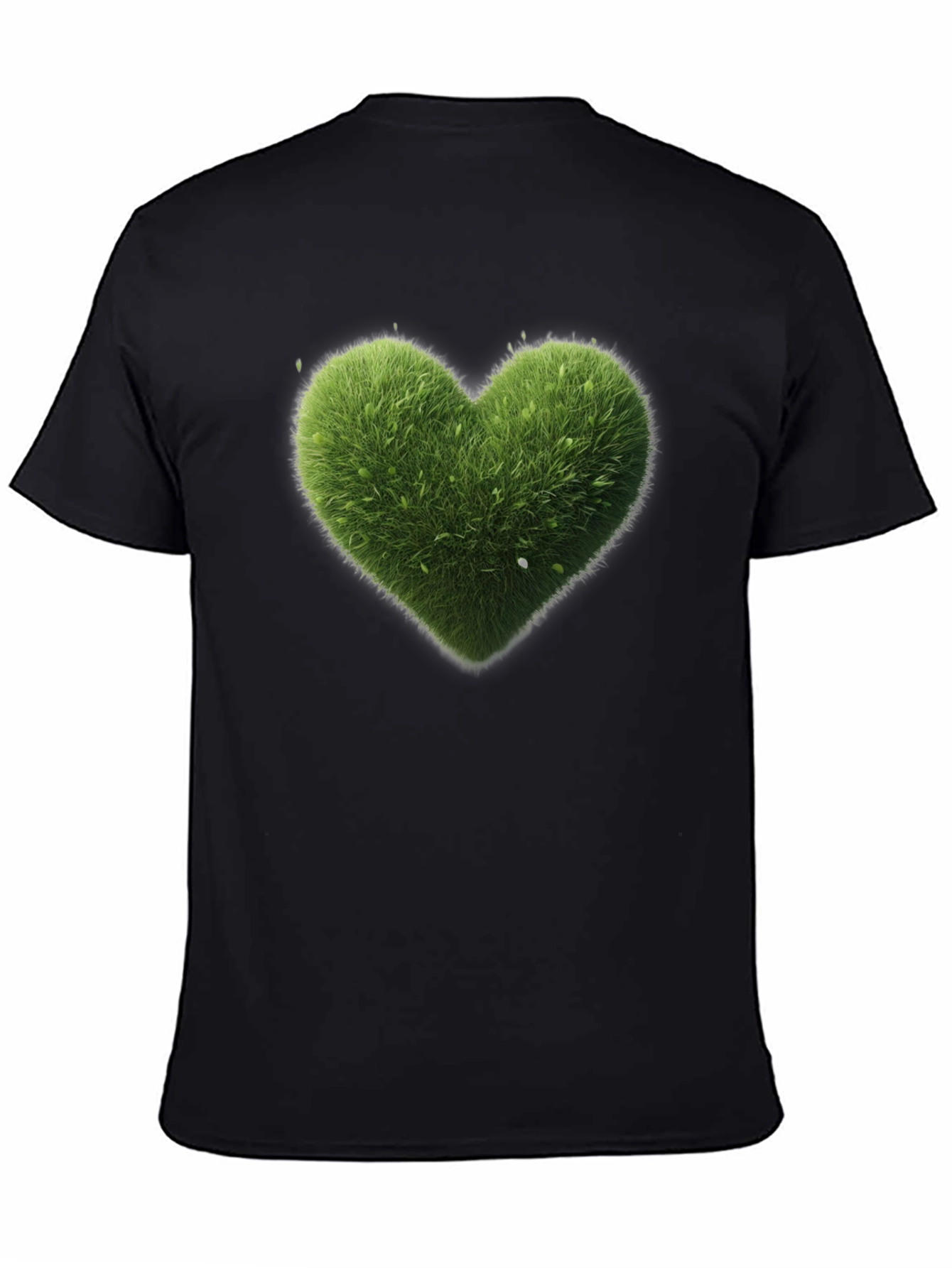 Black Green Heart Graphic Tee - Black Cotton T-Shirt view 4