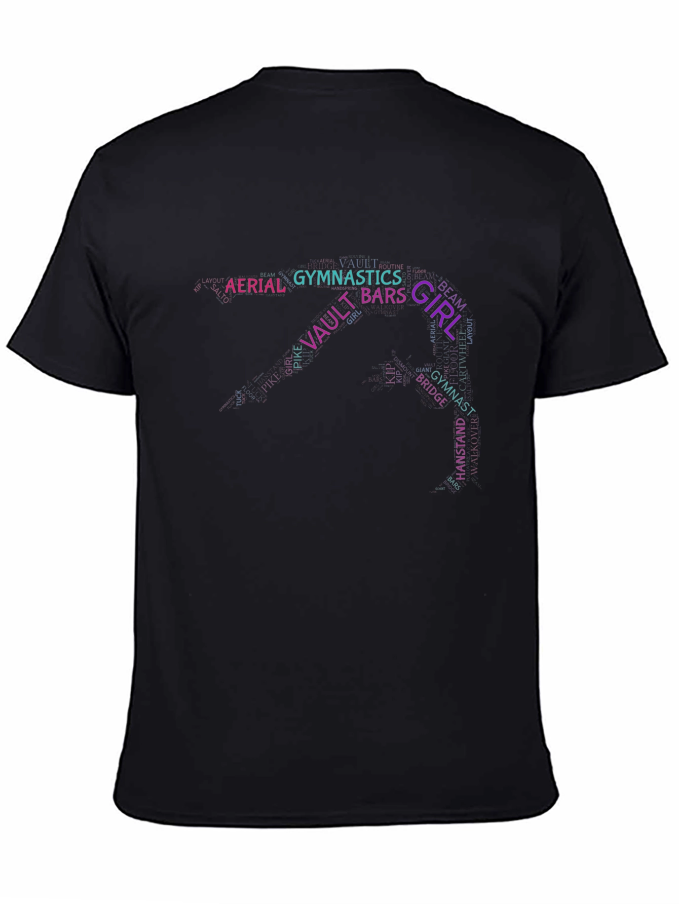Black Gymnastics Word Art T-Shirt view 4