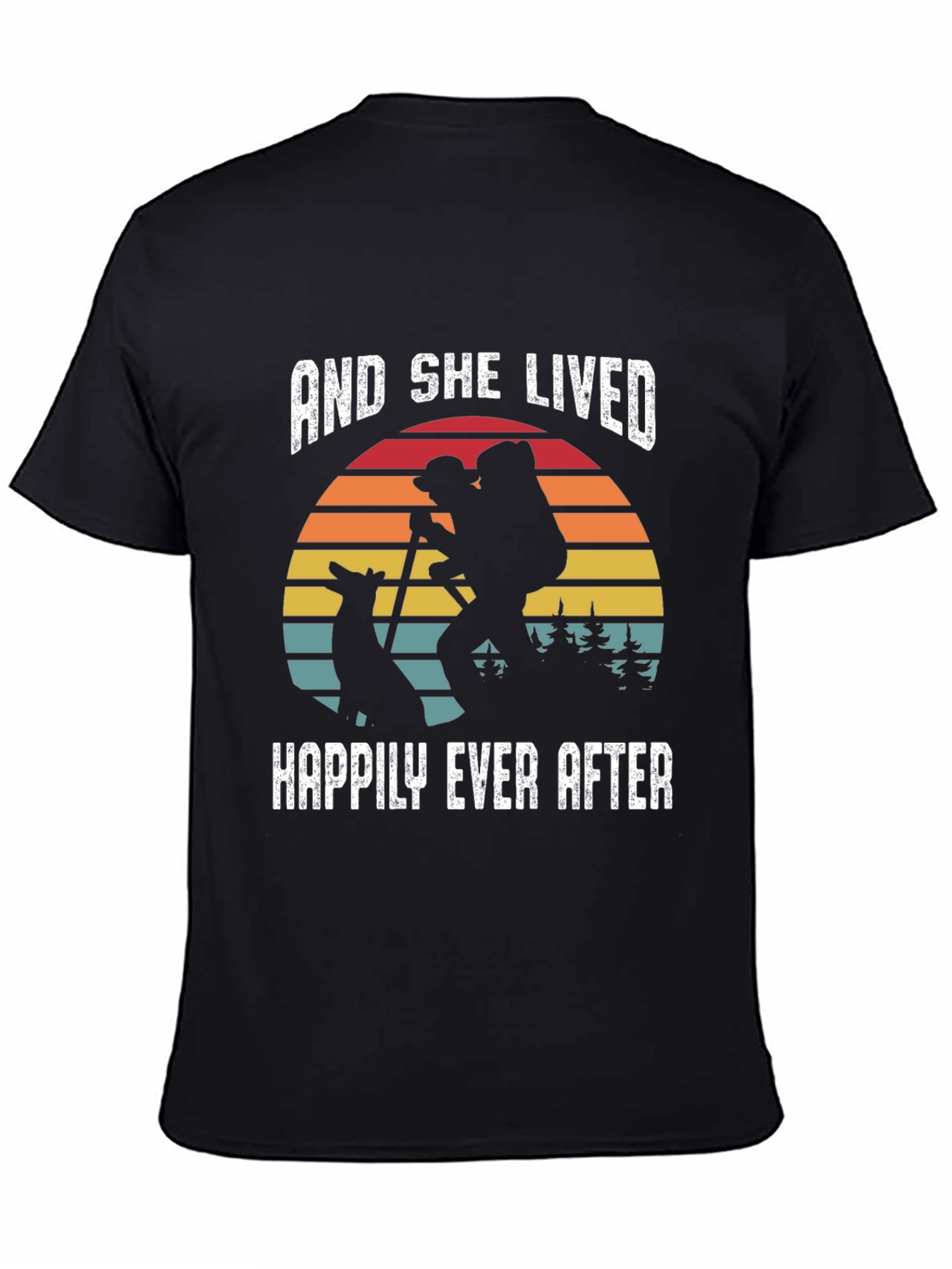 Black She Lived Happily Ever After Hiking T-Shirt view 4