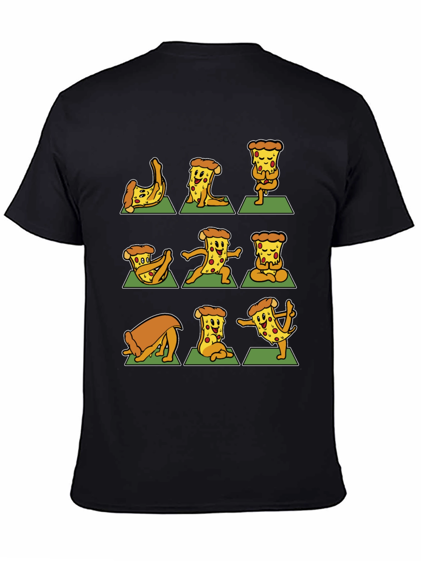 Black Pizza Yoga T-Shirt - Black Graphic Tee view 4