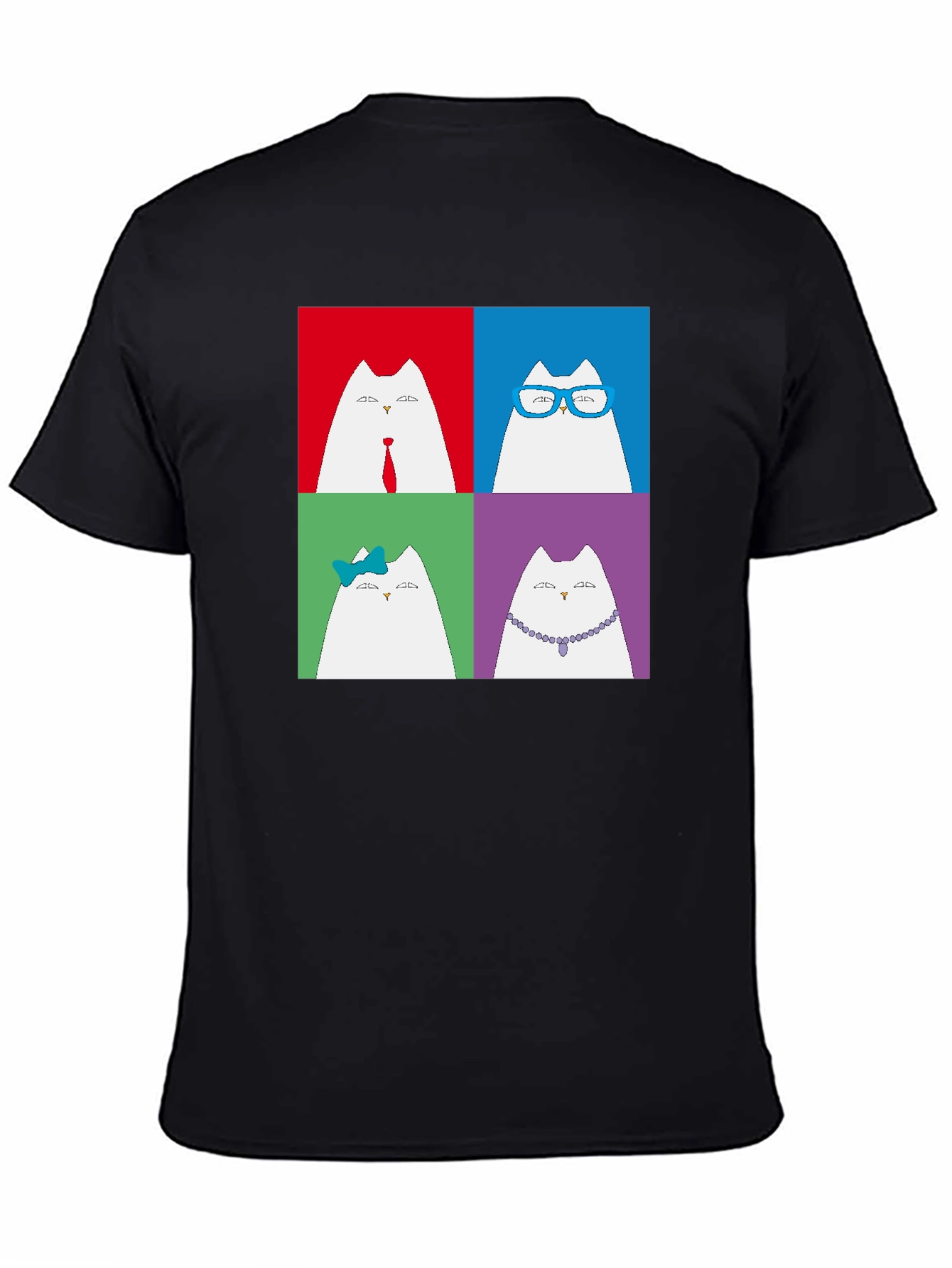 Black Pop Art Cat T-Shirt - Unique Graphic Tee for Cat Lovers view 4