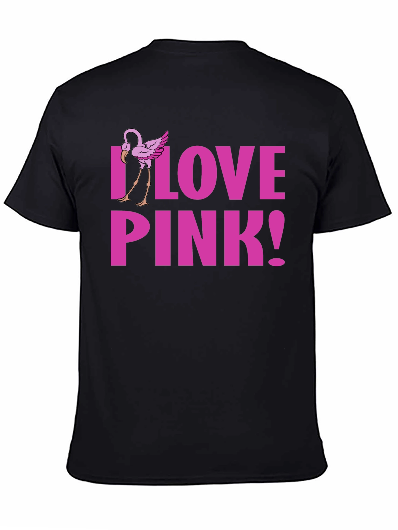 Black I Love Pink! Flamingo Graphic Tee - Black view 4