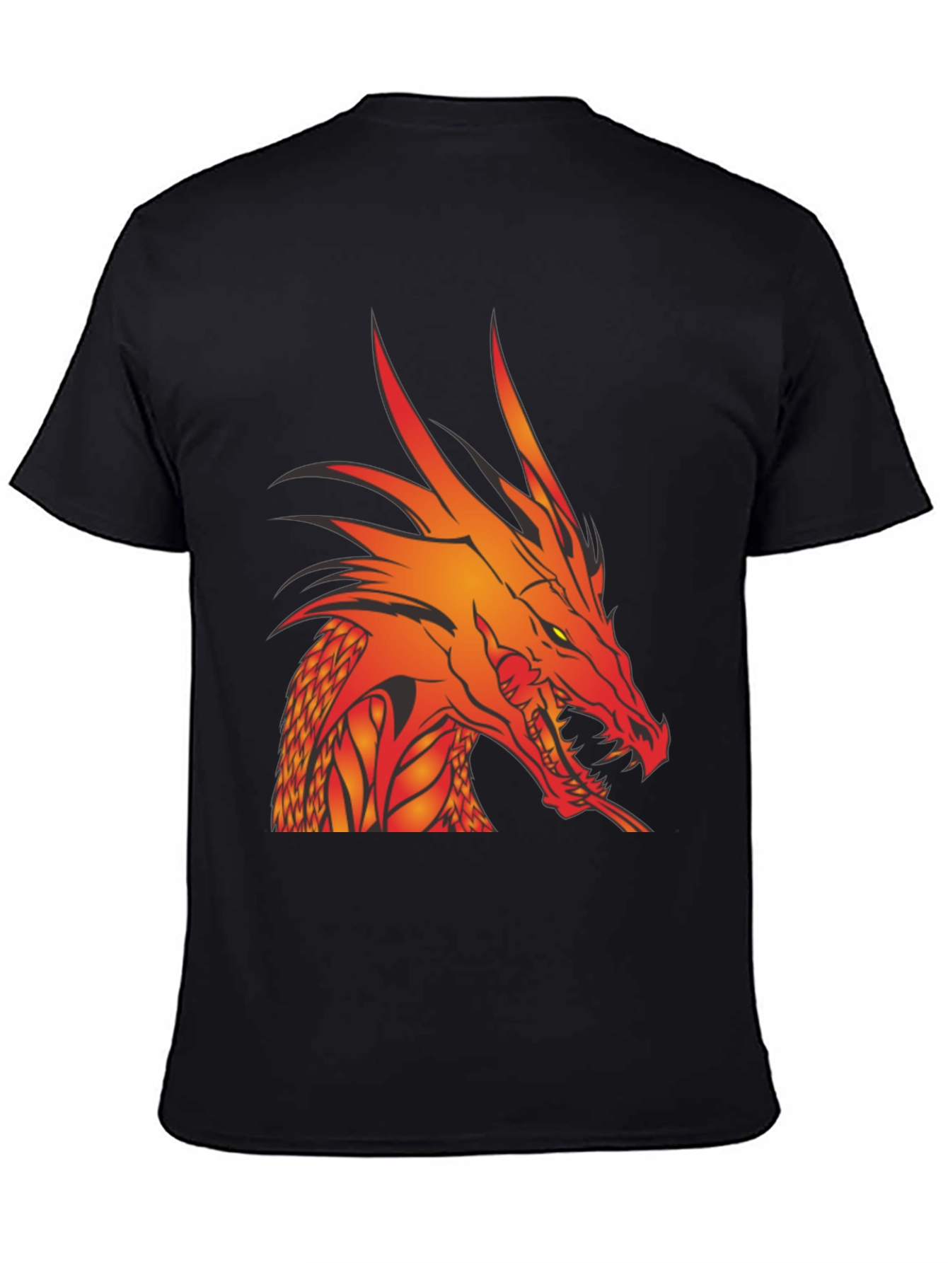 Black Fiery Dragon Graphic T-Shirt - Bold Black Tee view 4