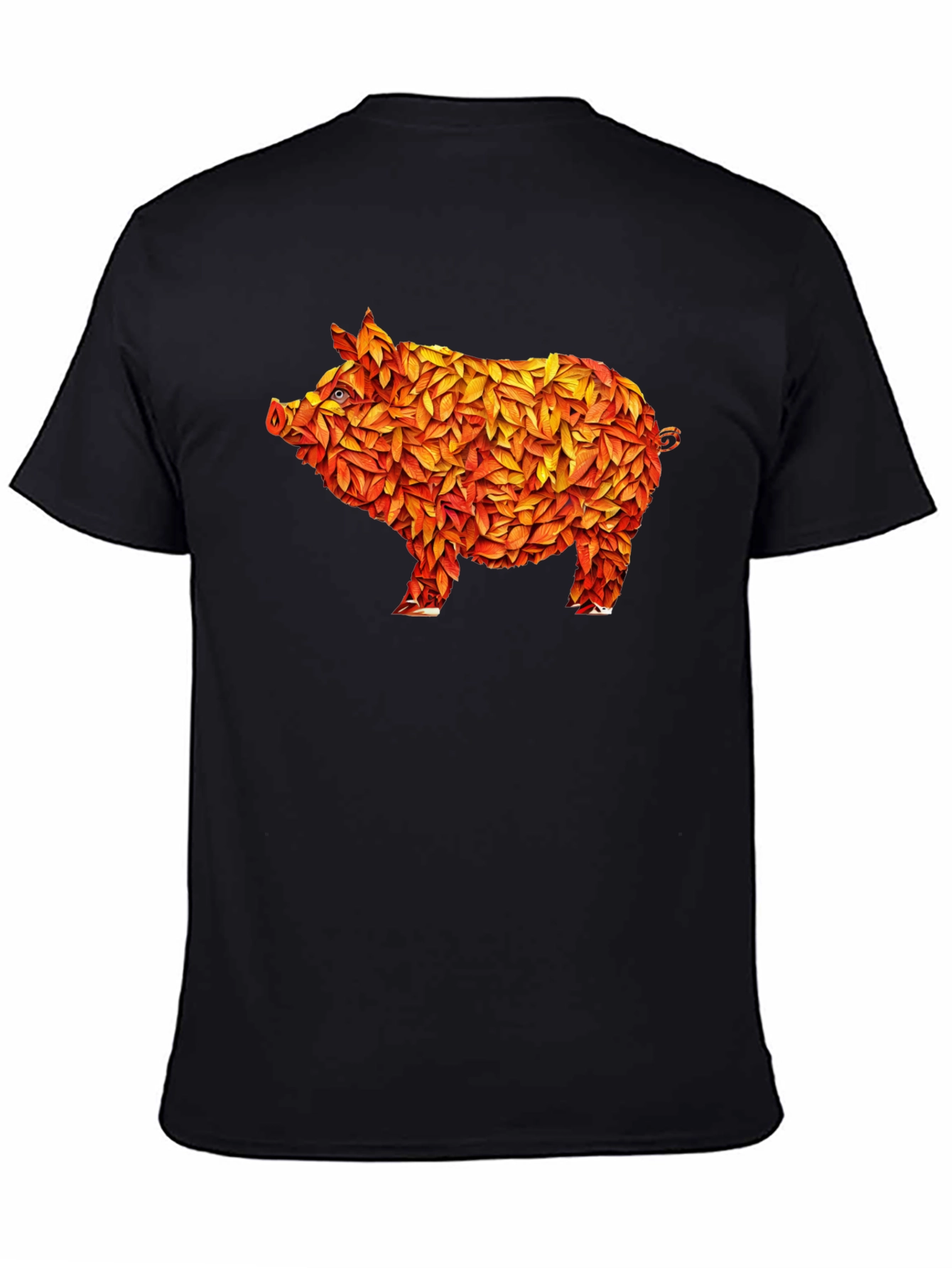 Black Leaf Pig Graphic T-Shirt - Unique Design view 4