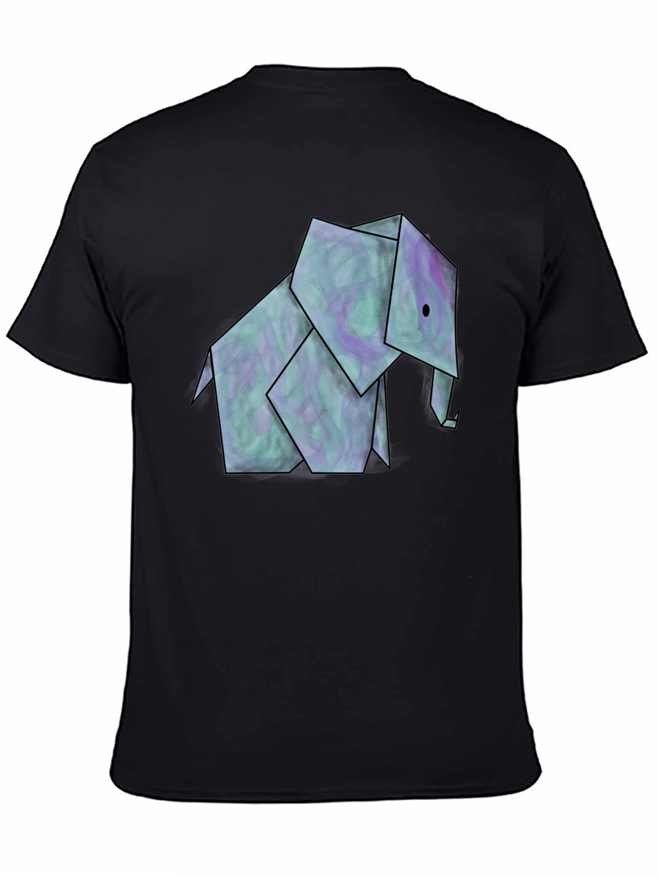 Black Origami Elephant Graphic Tee - Unique Design view 4