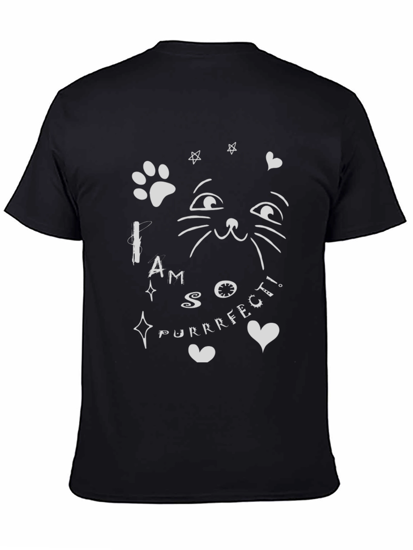 Black Purrfect Cat T-Shirt - Cute & Comfy Black Tee view 4