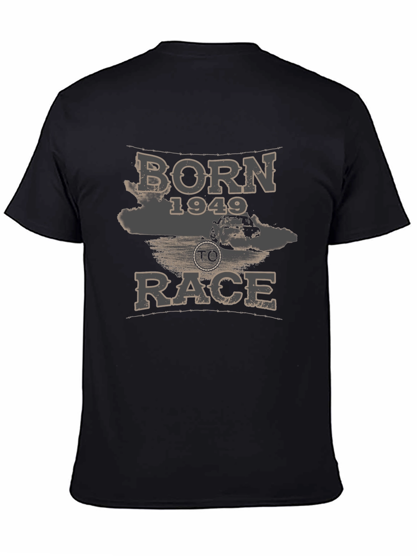 Black Born 1949 to Race T-Shirt - Vintage Car Design view 4