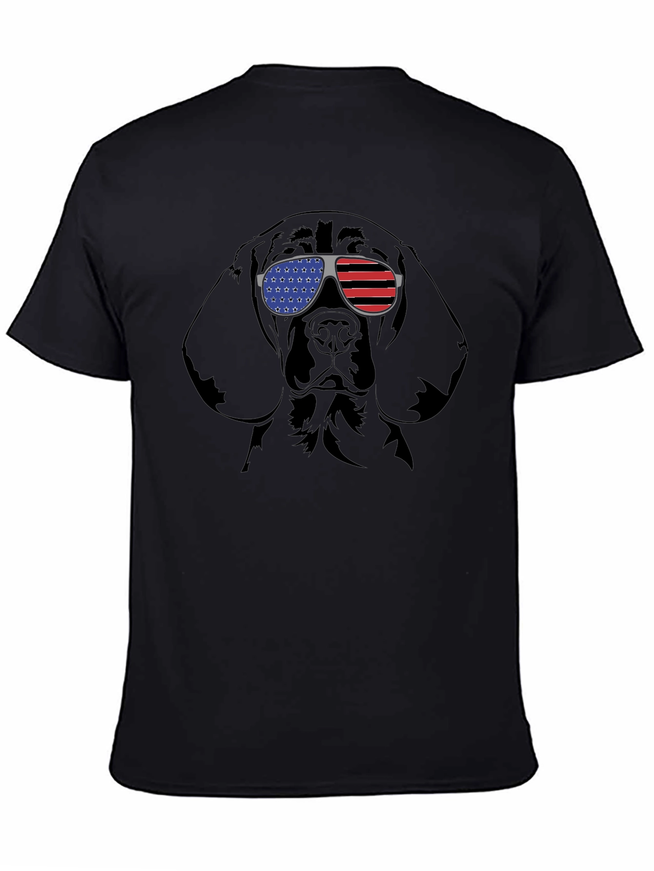 Black Patriotic Dog T-Shirt - American Flag Sunglasses Tee view 4
